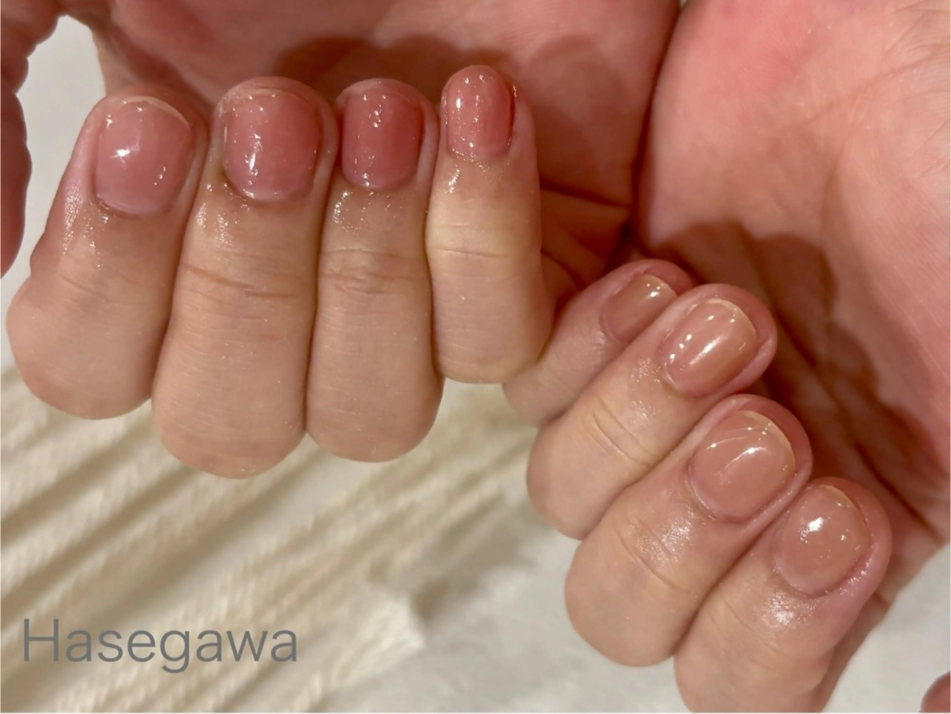 ネイル ピンク ピンクベージュ 黄色 DROP所属・DROP 長谷川のネイルデザイン