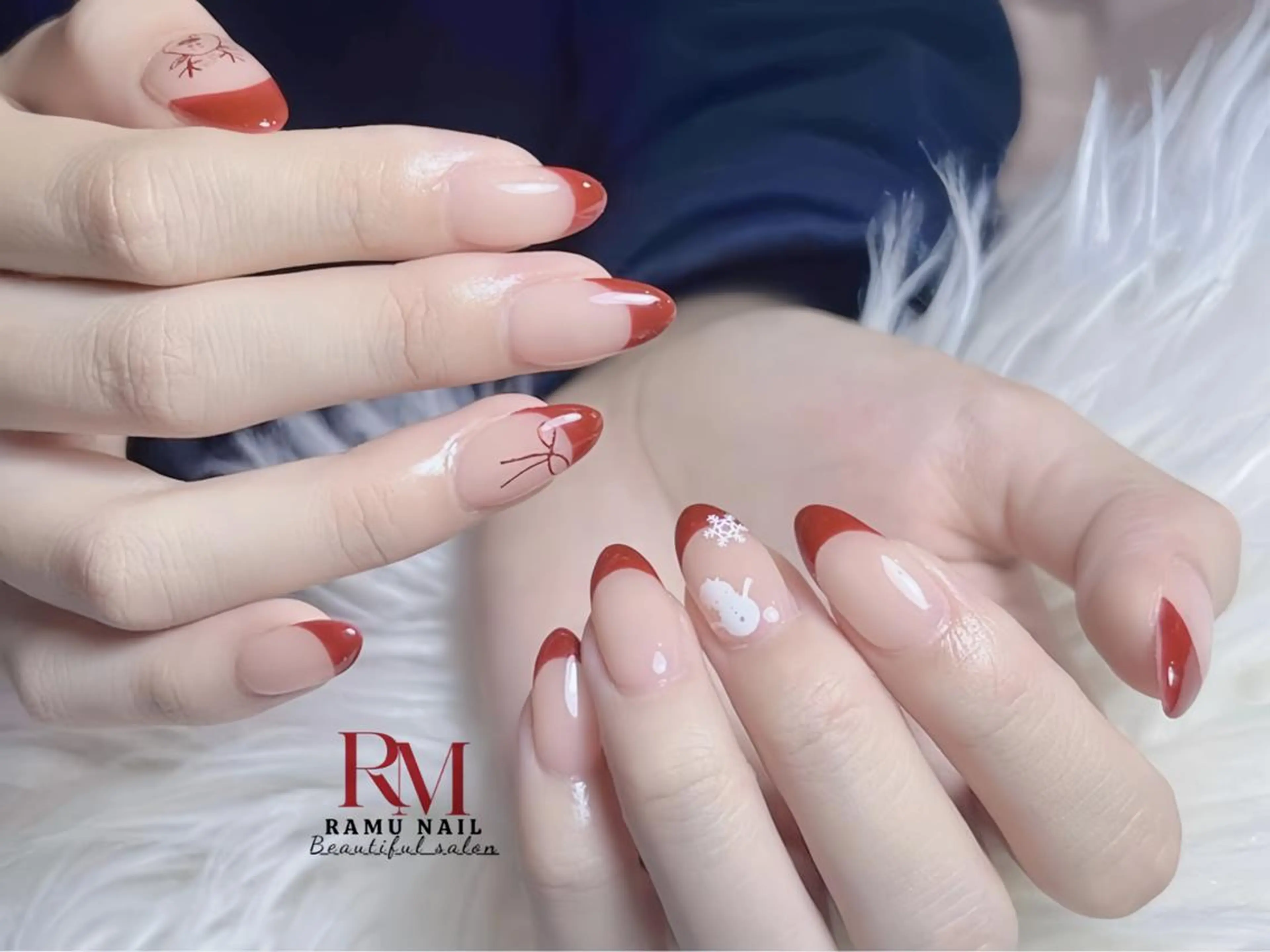 ネイル アートネイル チークネイル 長さ出し フレンチネイル グラデーション ハンドネイル RAMU_Nail 池袋店のネイルデザイン