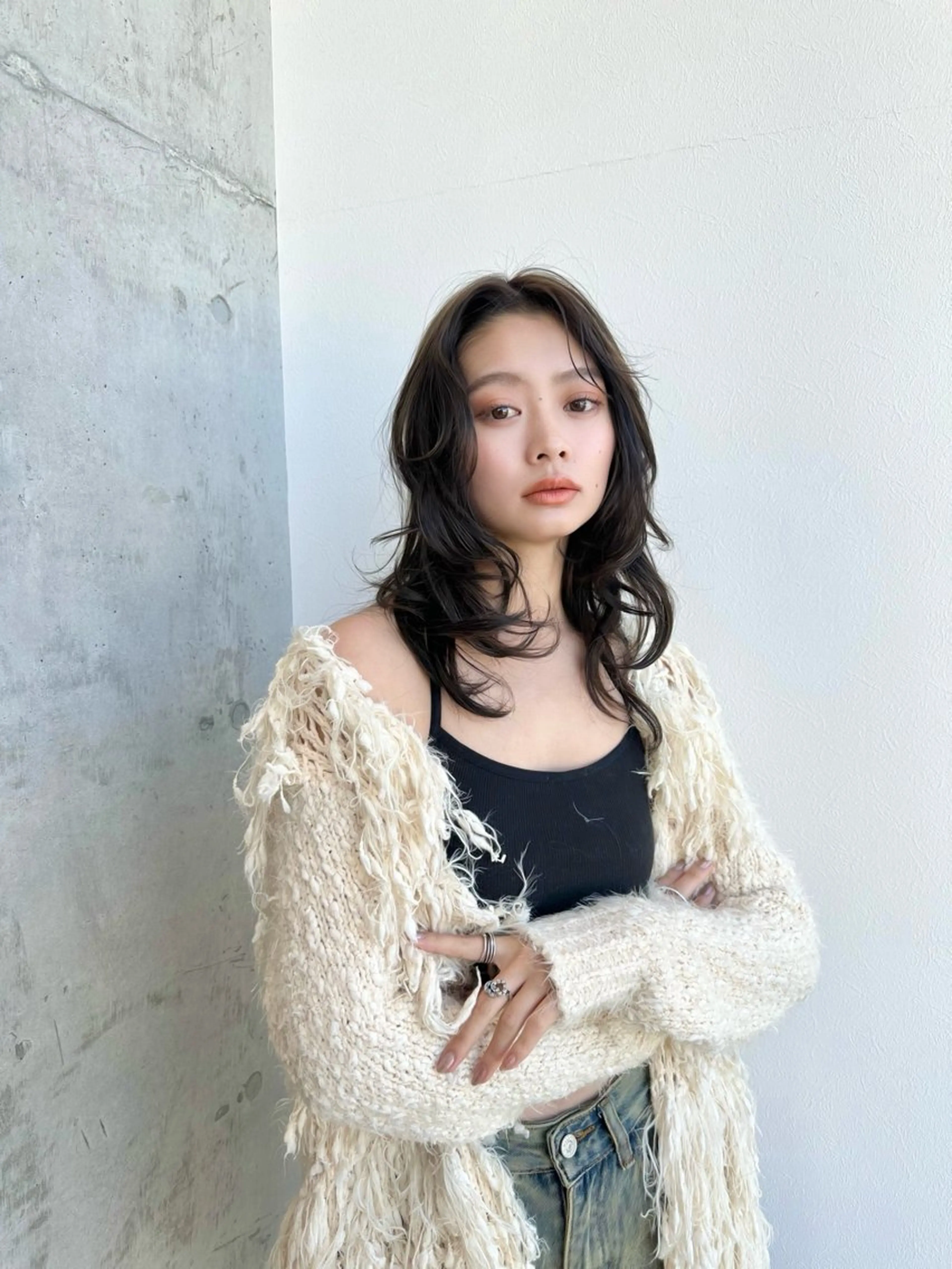 ミディアム カラー 髪質改善 カット ヘアカラー KURO/韓国ヘア /レイヤーカットのヘアスタイル