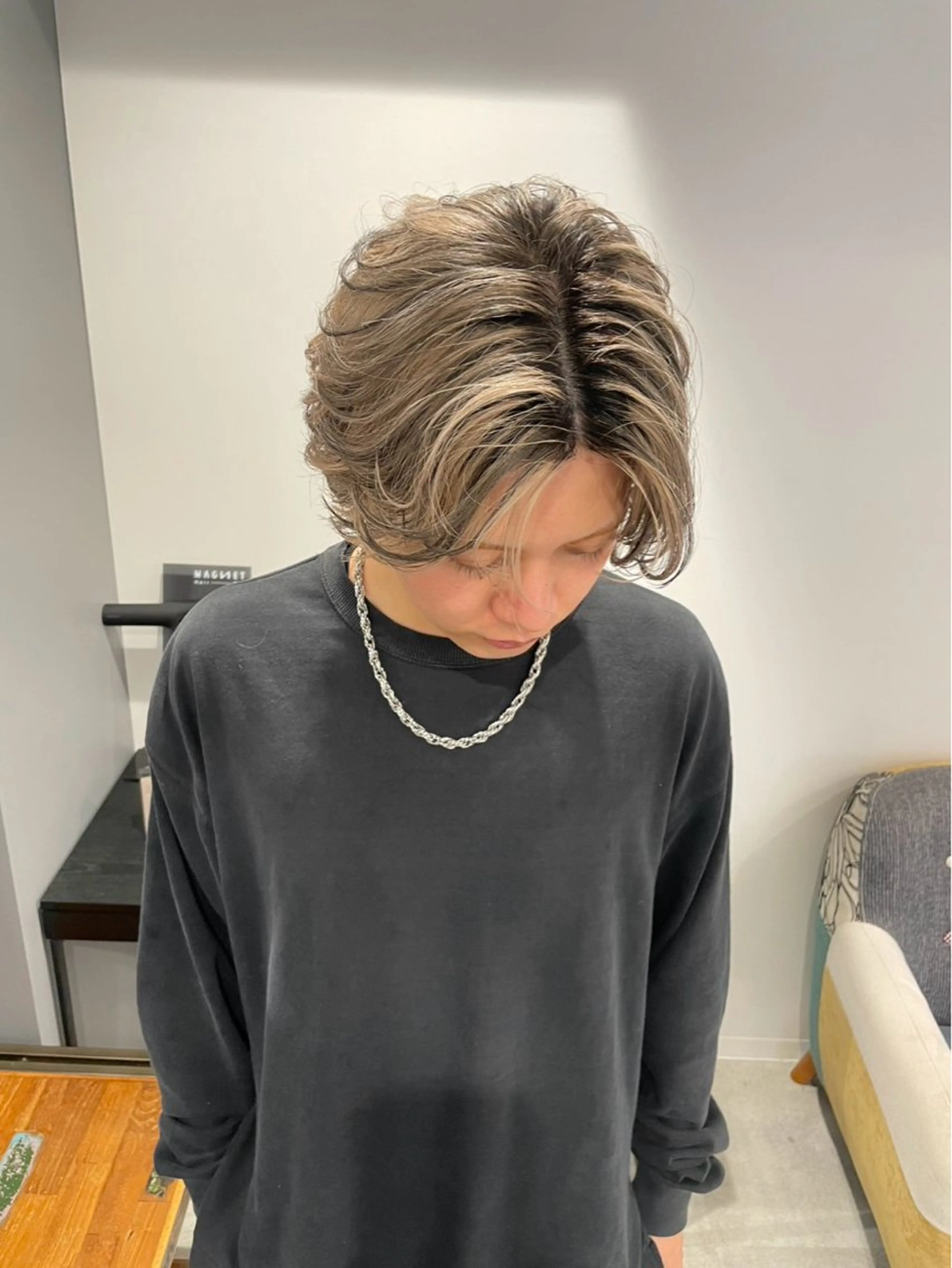 ミディアム カラー メンズ メンズバレイヤージュ バレイヤージュ レイヤーカット メンズカット/シャ ドウパーマ/KOBAのヘアスタイル