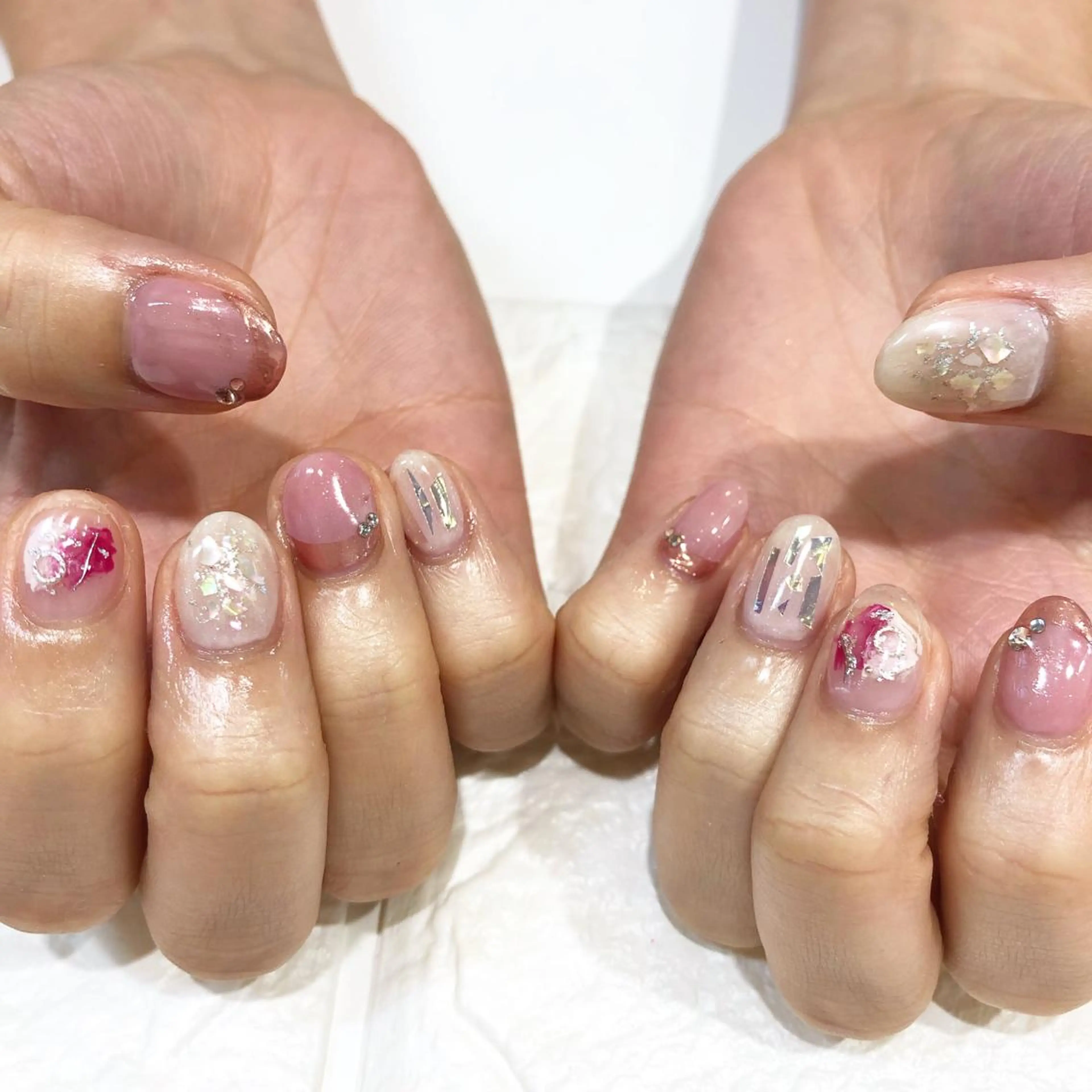 ネイル アートネイル ピンク rina eye&nailのマツエク・マツパデザイン