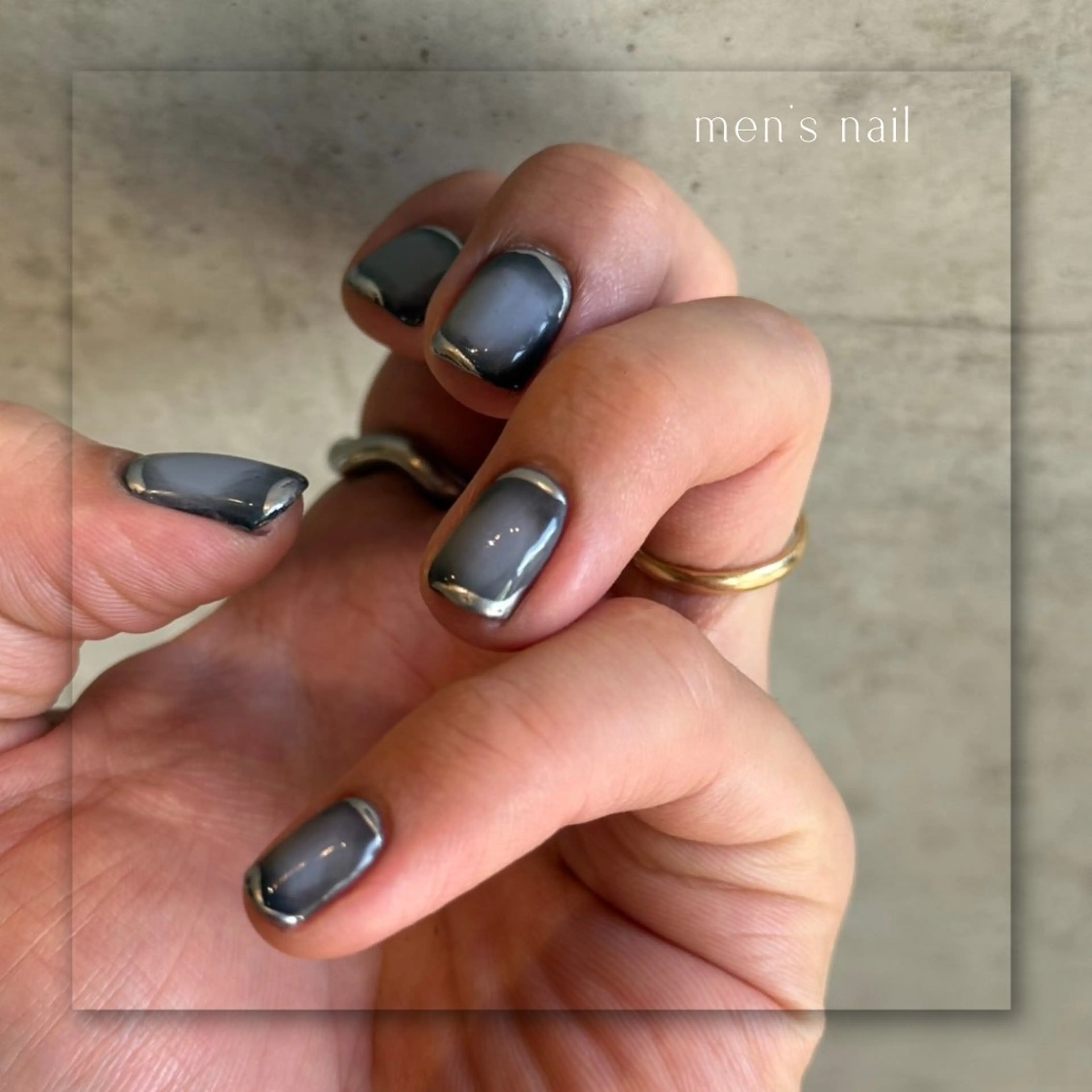 ネイル ジェルネイル グラデーション マグネットネイル メンズネイル ネイビー Seemly 千田町店所属・フラワーパラジェル 🌸シームリーエミのネイルデザイン