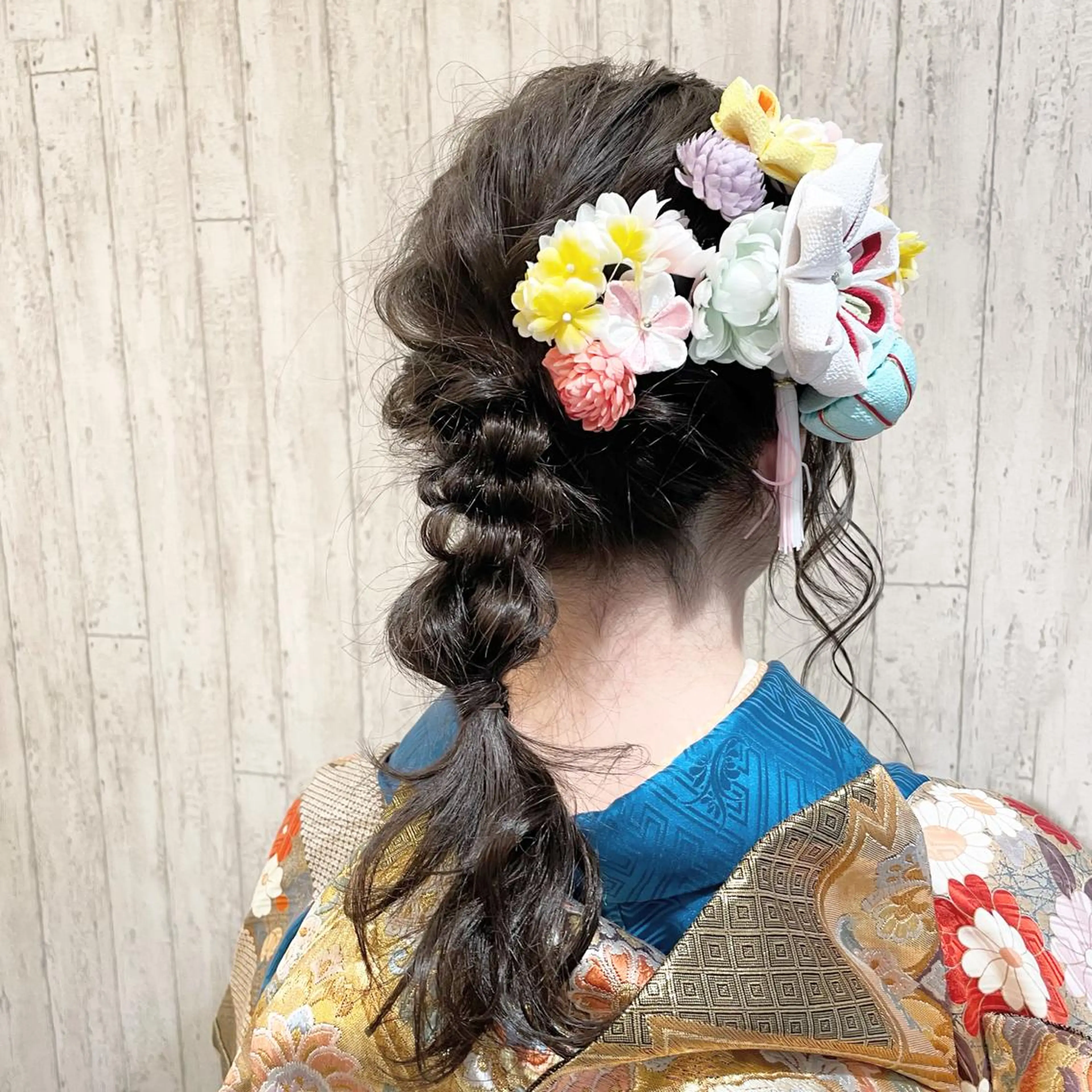 セミロング ヘアアレンジ 成人式 着物ヘア 古沢 みづきのヘアスタイル