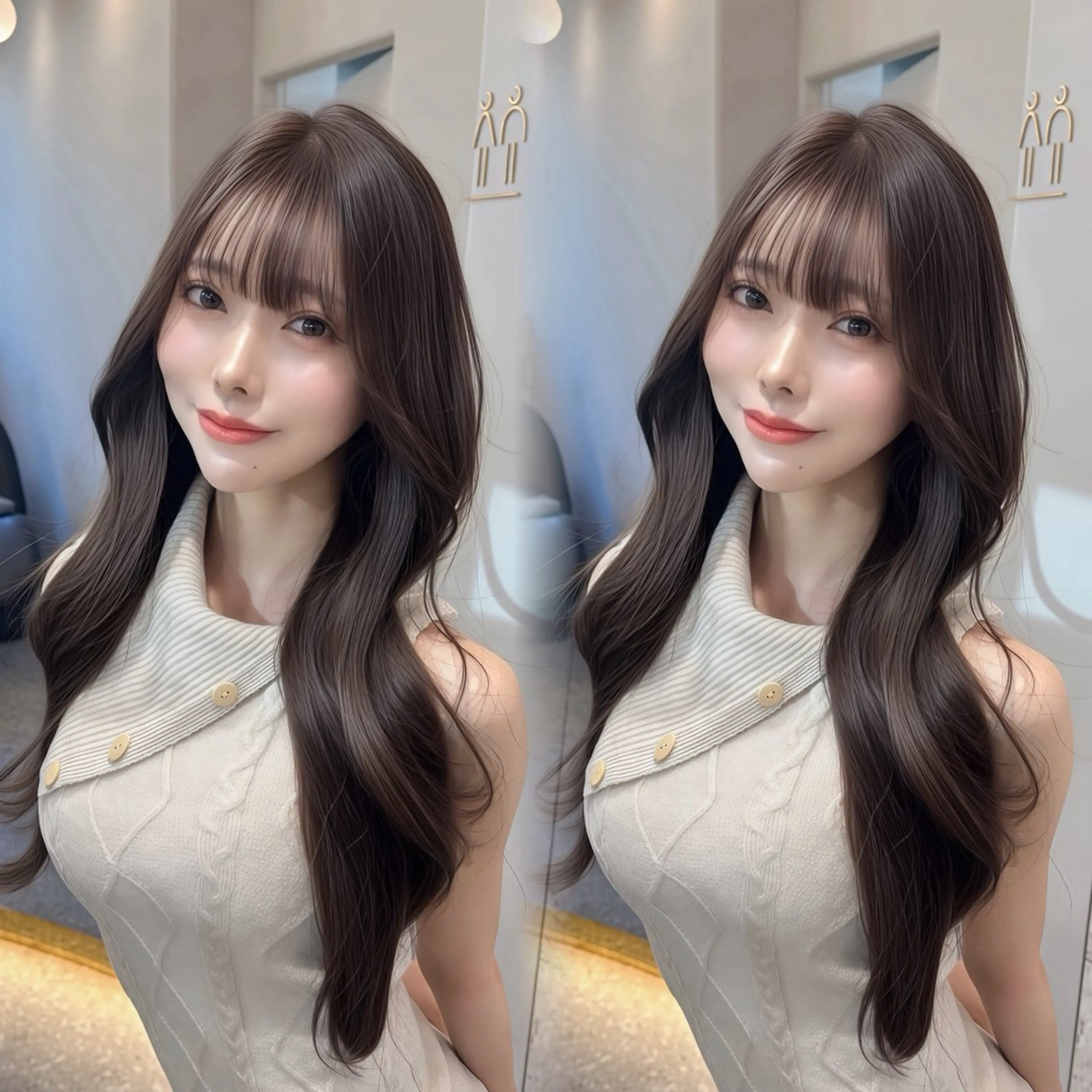 セミロング カラー カット ヘアカラー トリートメント 新宿/韓国風レイヤー 髪質改善/渋谷直樹のヘアスタイル