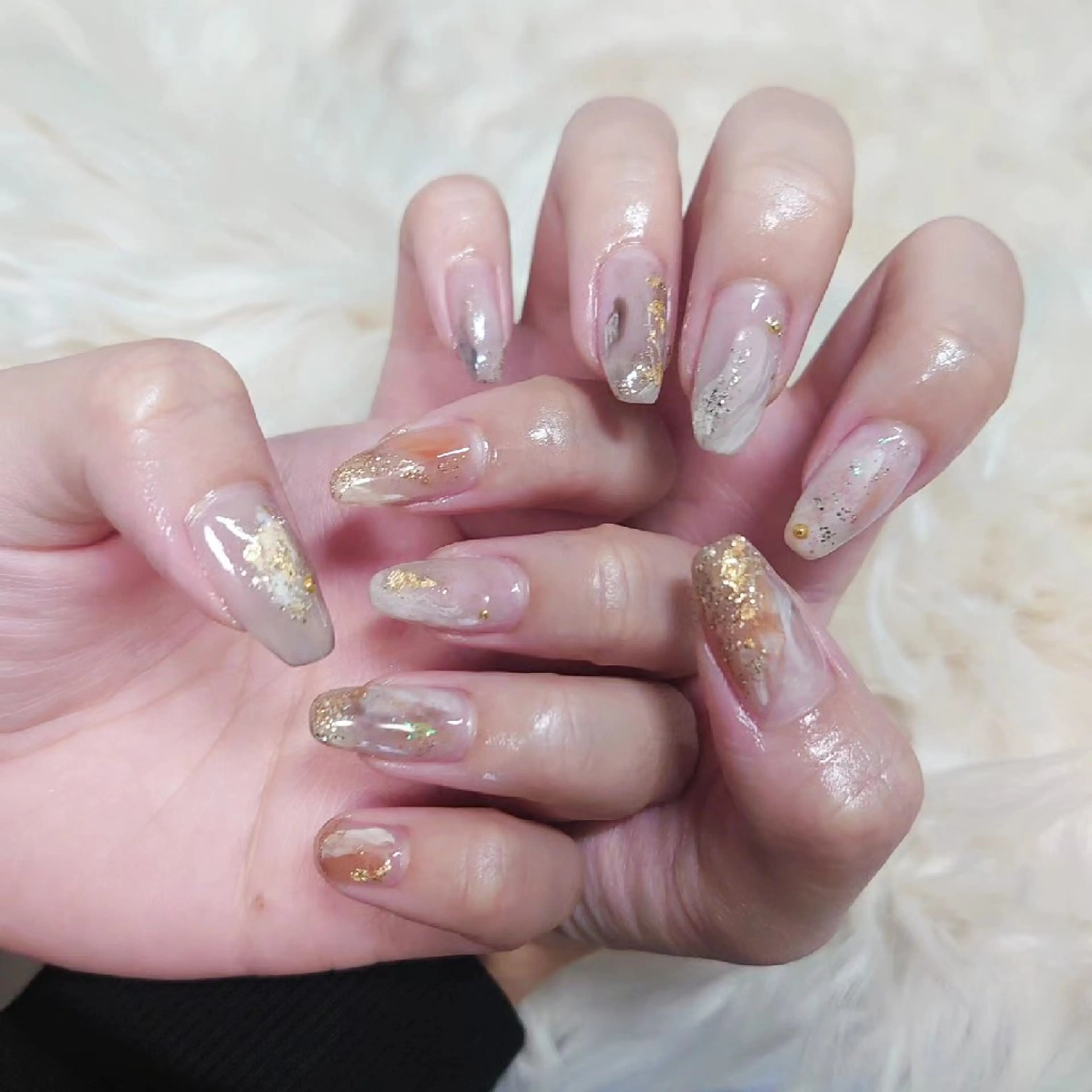 ネイル ブラウン ジェルネイル ロングネイル ニュアンスネイル スクエアネイル ハンドネイル MANA MANAのネイルデザイン