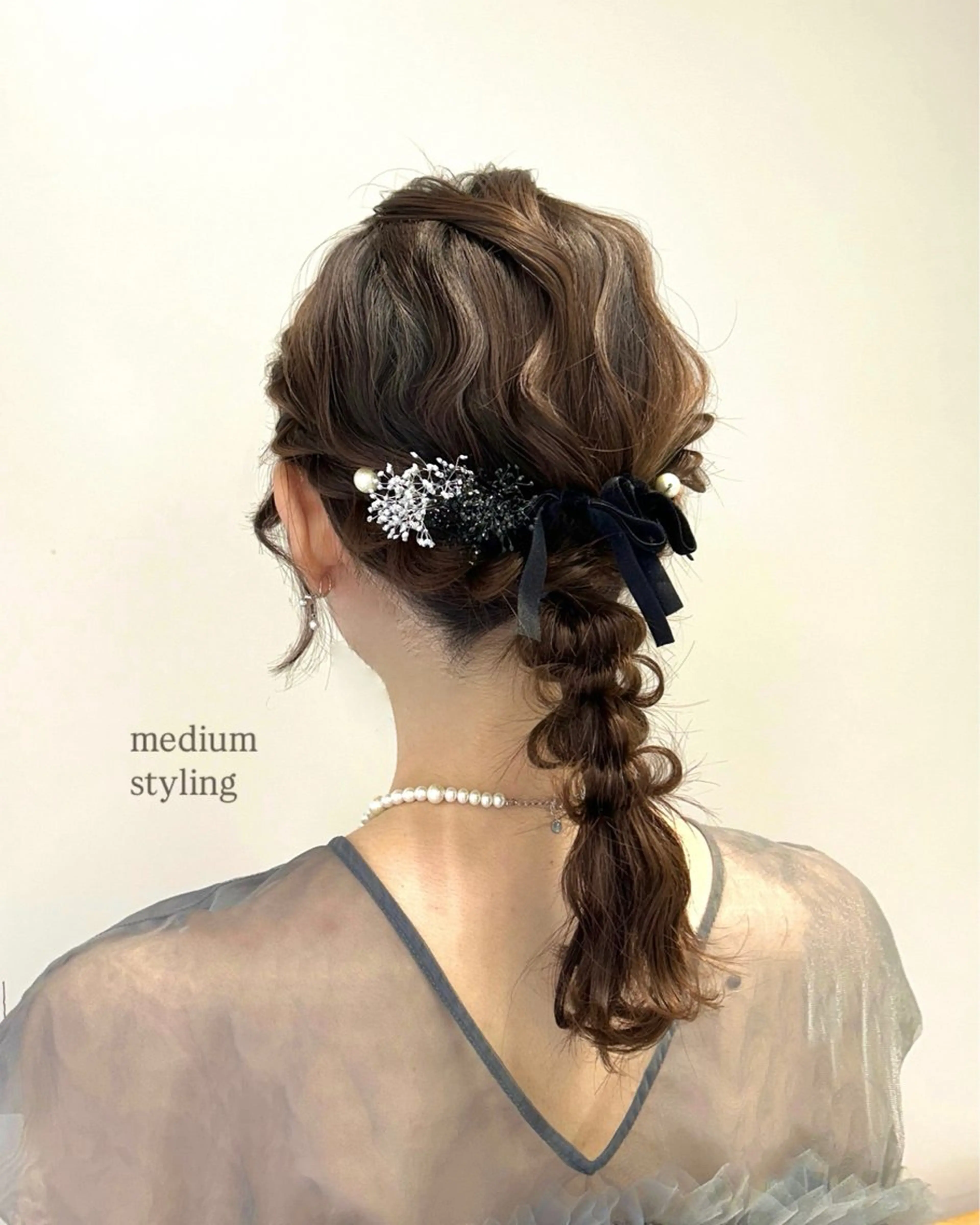 セミロング ヘアアレンジ ヘアセット 立川 🫧 ブリーチ 艶髪カラー🧸✨️のヘアスタイル