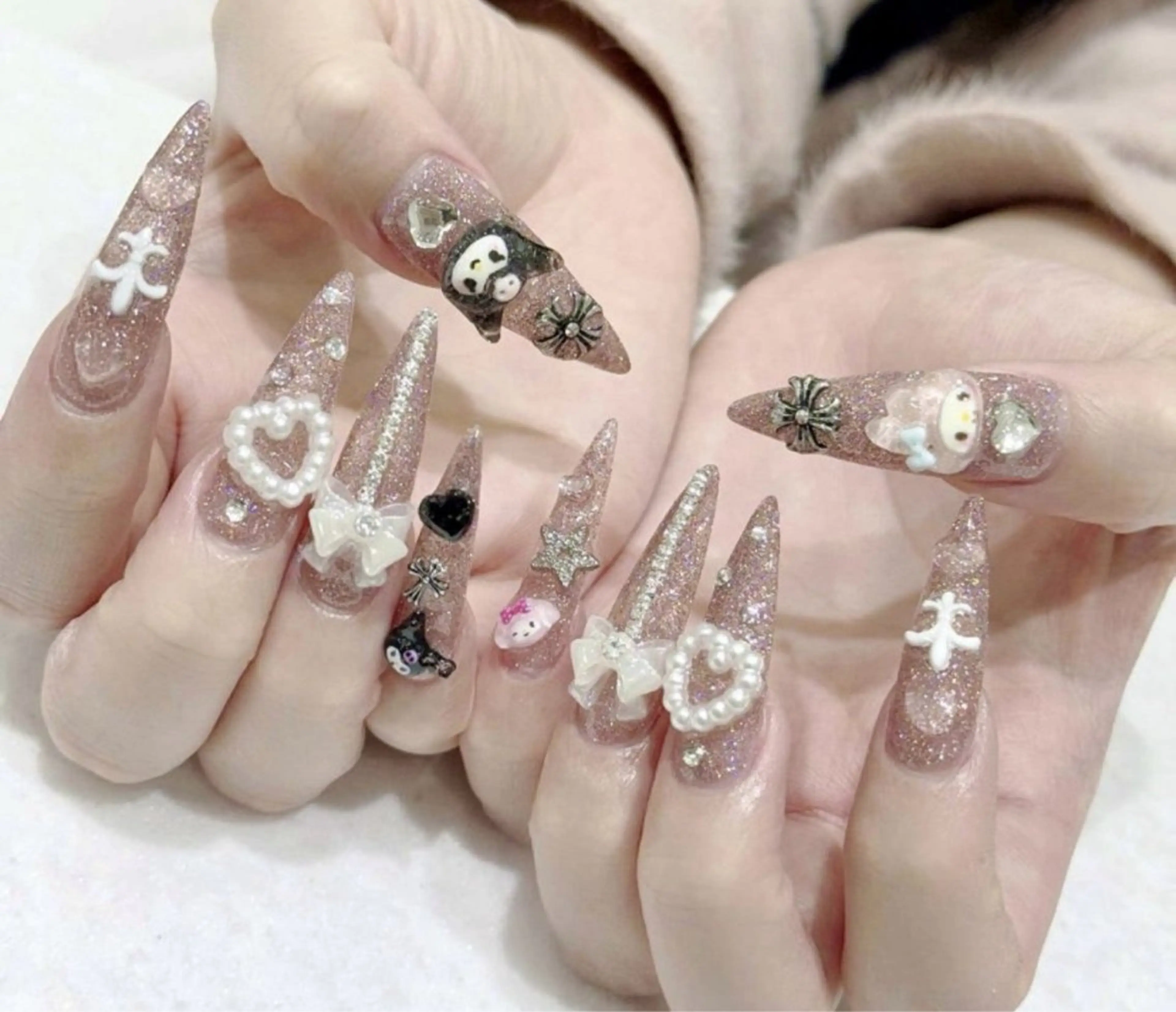 ネイル オーロラネイル ブルー チークネイル フットネイル フレンチネイル HANA ハナのネイルデザイン