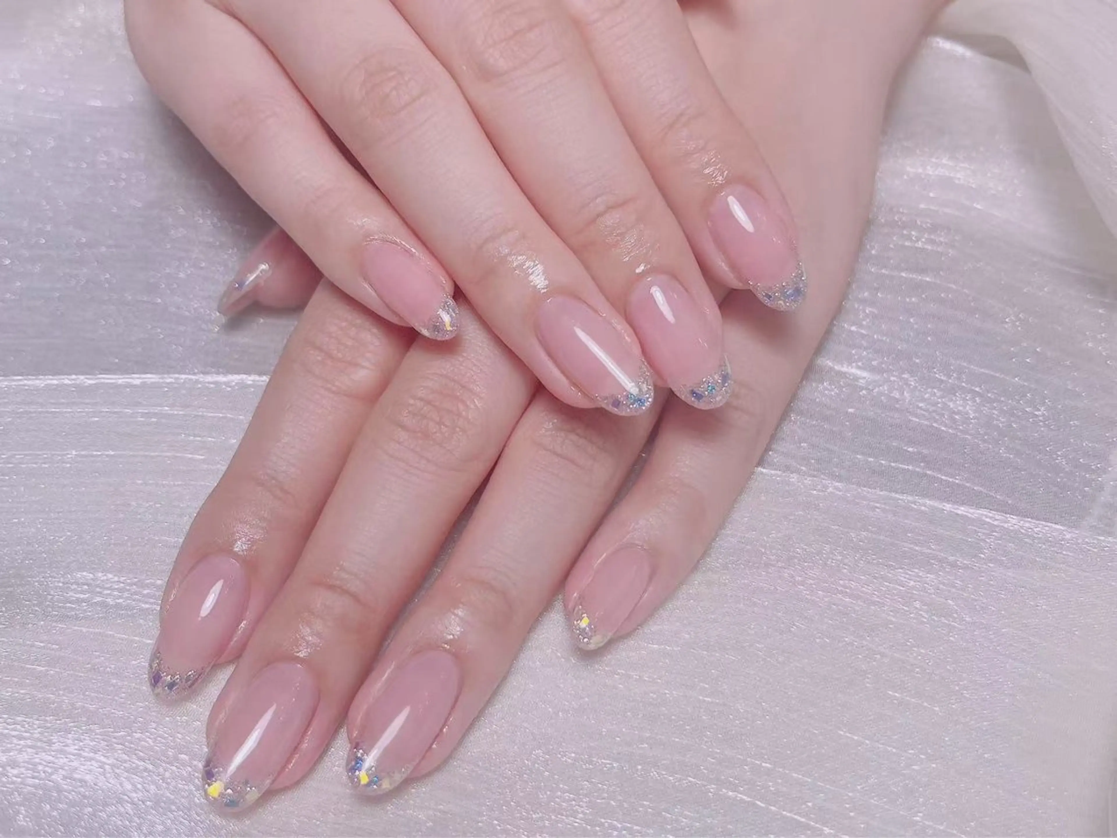 🌻ガラスフレンチorミラーフレンチorフレンチ(ベース込み)❣️ソフトジェルオフ込みの写真