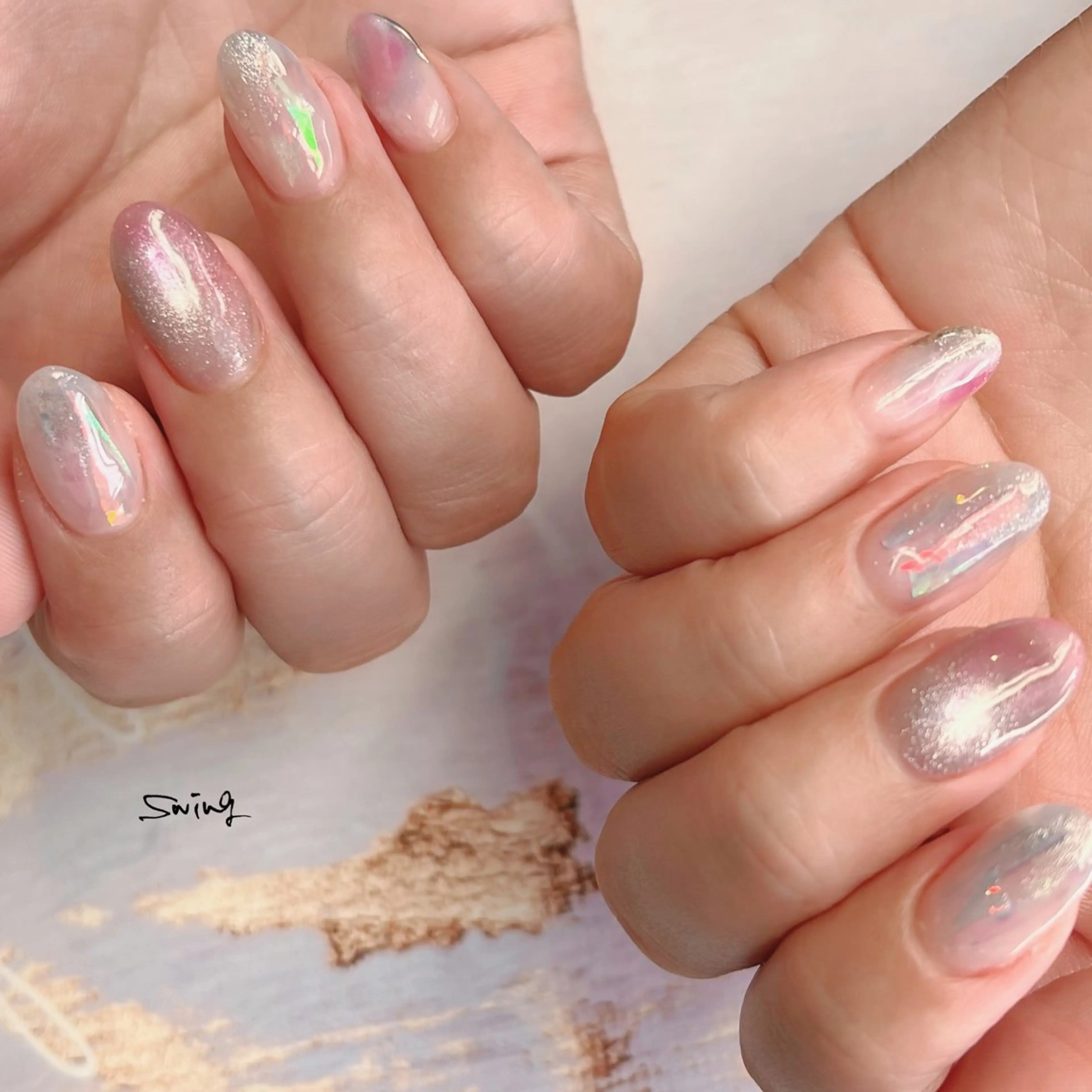 ネイル 氷ネイル・うるうるネイル オフィスネイル SWING Nail Salon所属・Yoshida Takakoのネイルデザイン