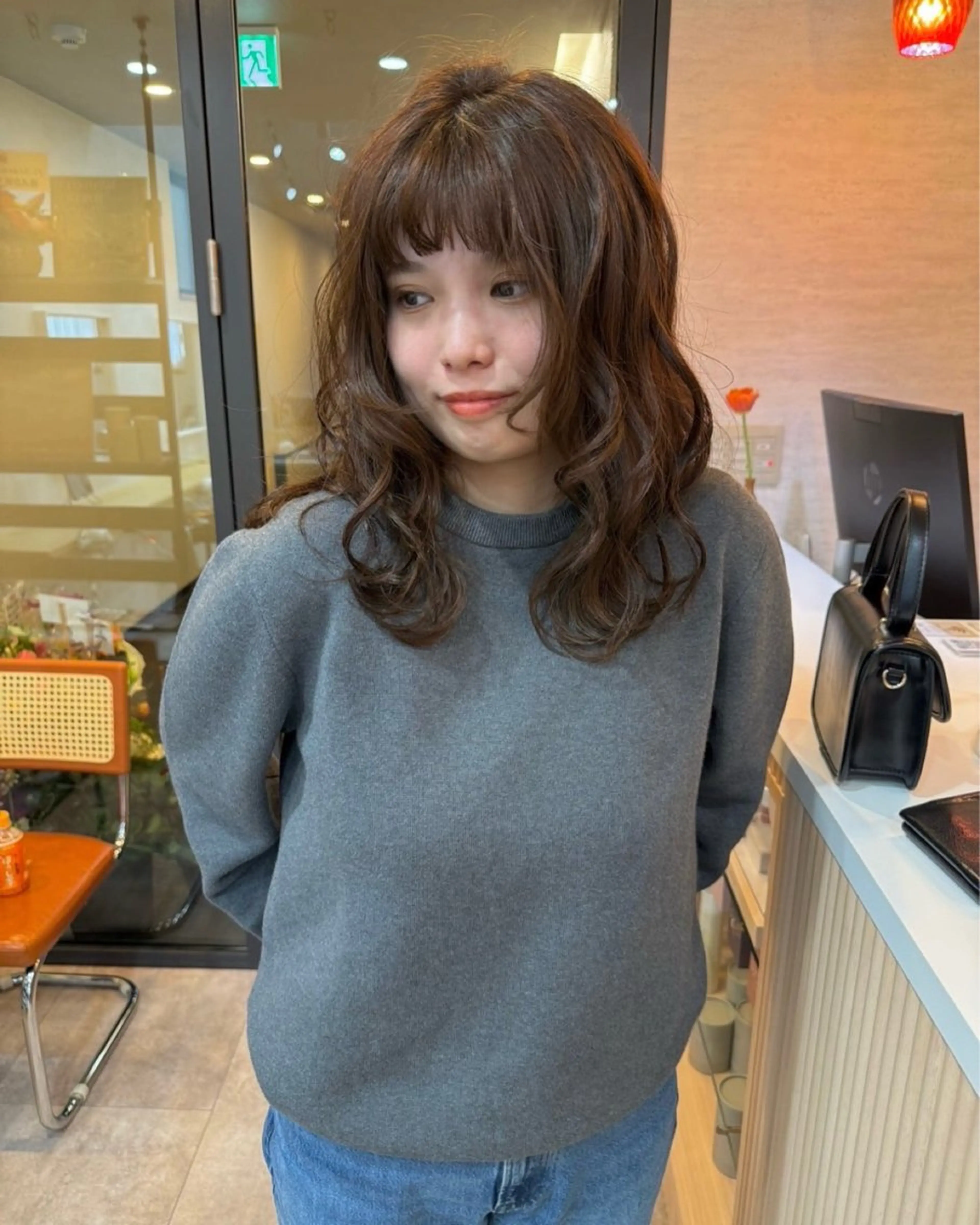 セミロング ボブ 顔周りカット 髪質改善 韓国風ヘア レイヤーカット ヘアカラー トリートメント レイヤー/暖色/ 髪質改善/永礼芳果のヘアスタイル