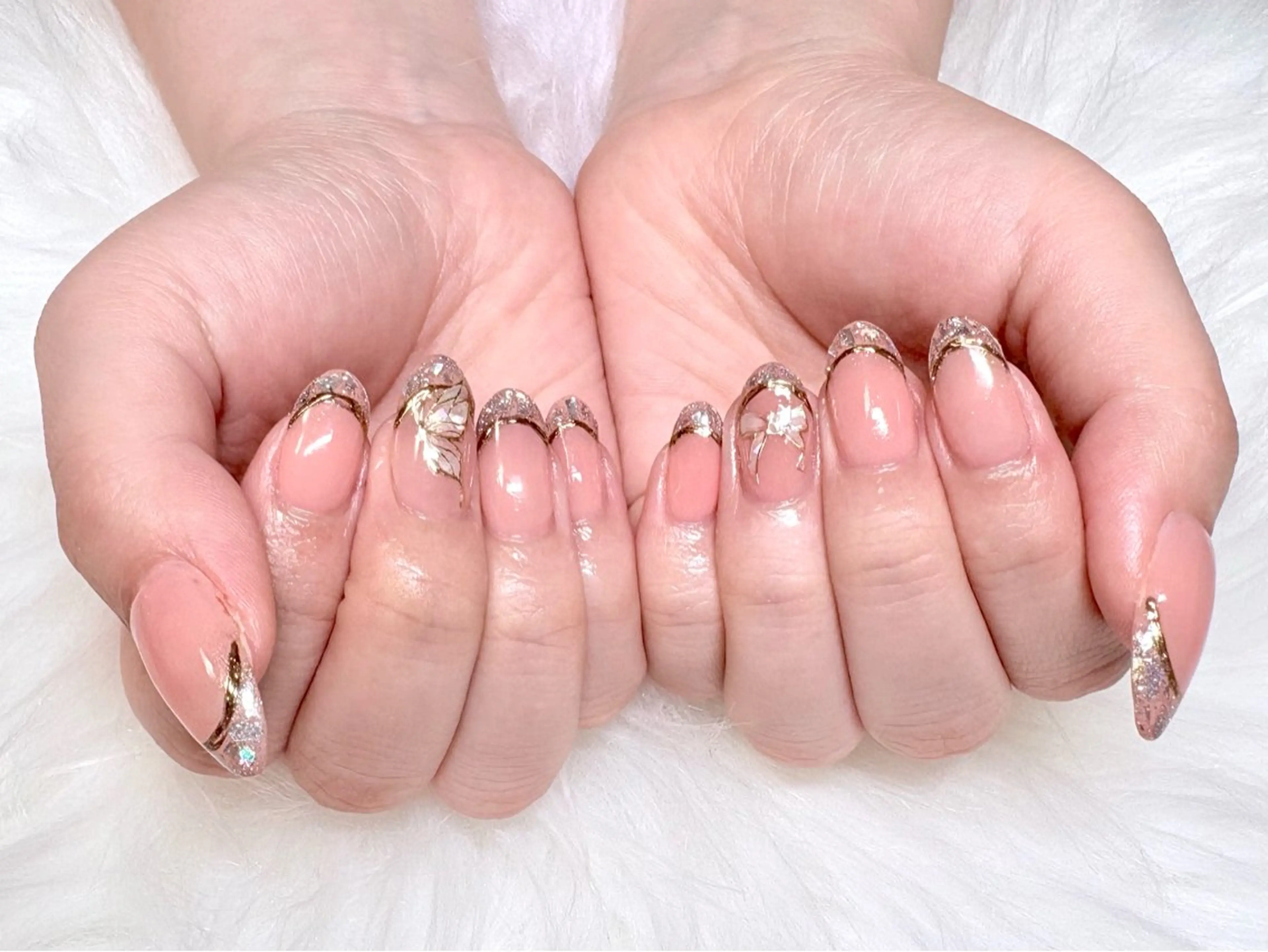 ネイル フレンチネイル ガラスフレンチ ハンドネイル Nailsalon Dahliaのネイルデザイン