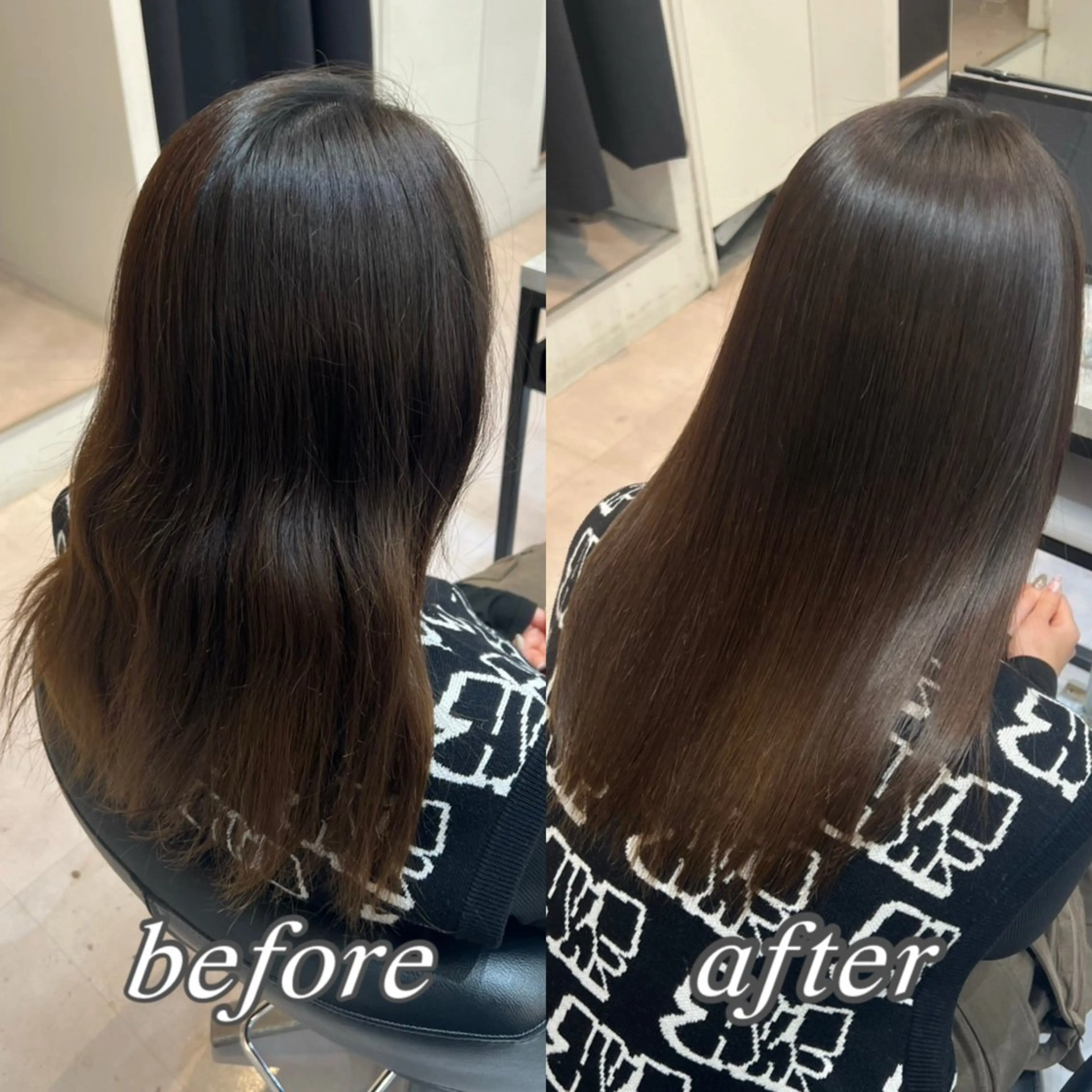 セミロング 髪質改善 縮毛矯正 トリートメント 縮毛矯正 トリートメント 🌙髪質改善カラー Momoka🦋のヘアスタイル