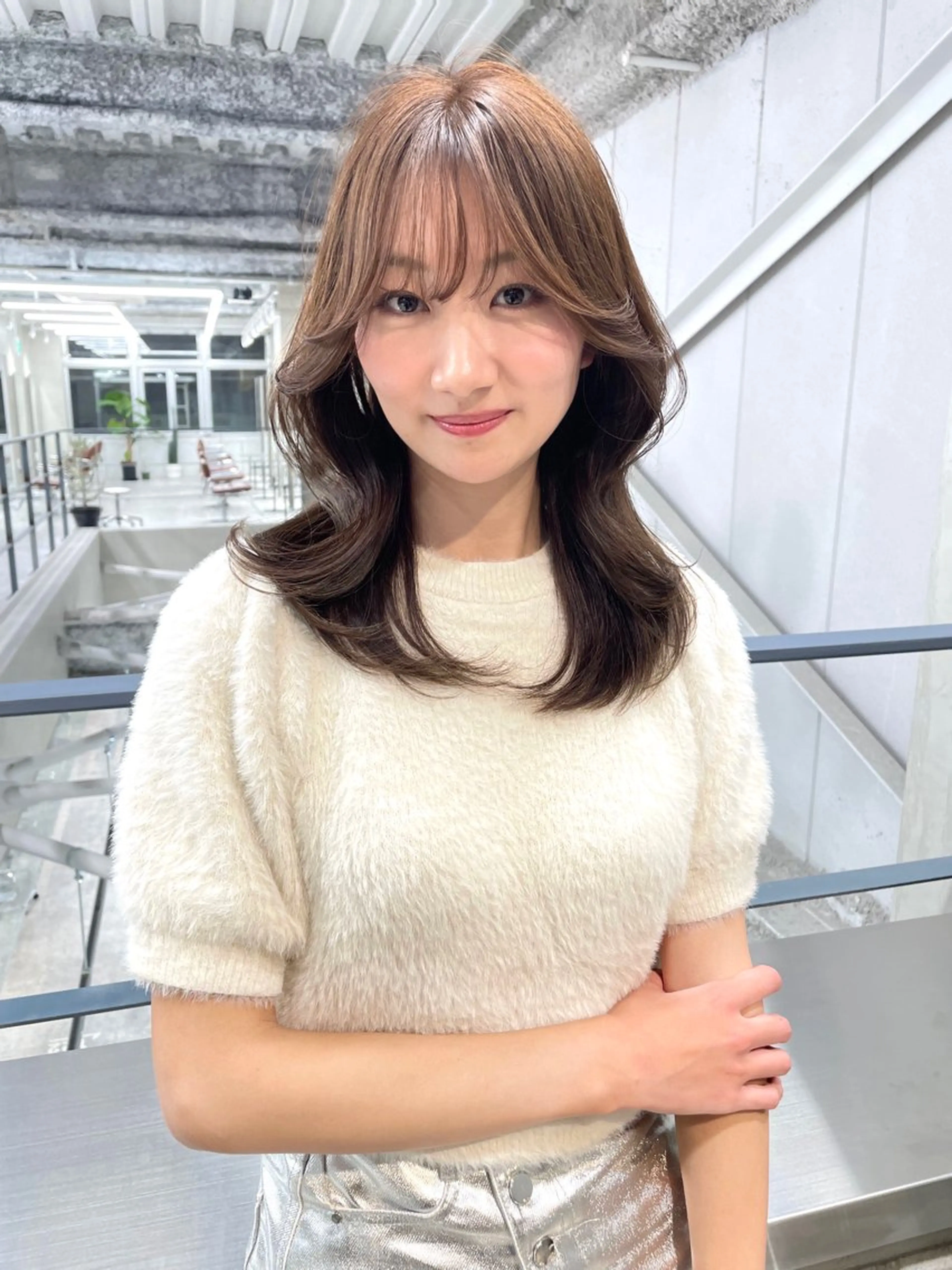 ミディアム カラー ヘアアレンジ 透明感カラー 韓国風ヘア レイヤーカット the path shogo🌻のヘアスタイル