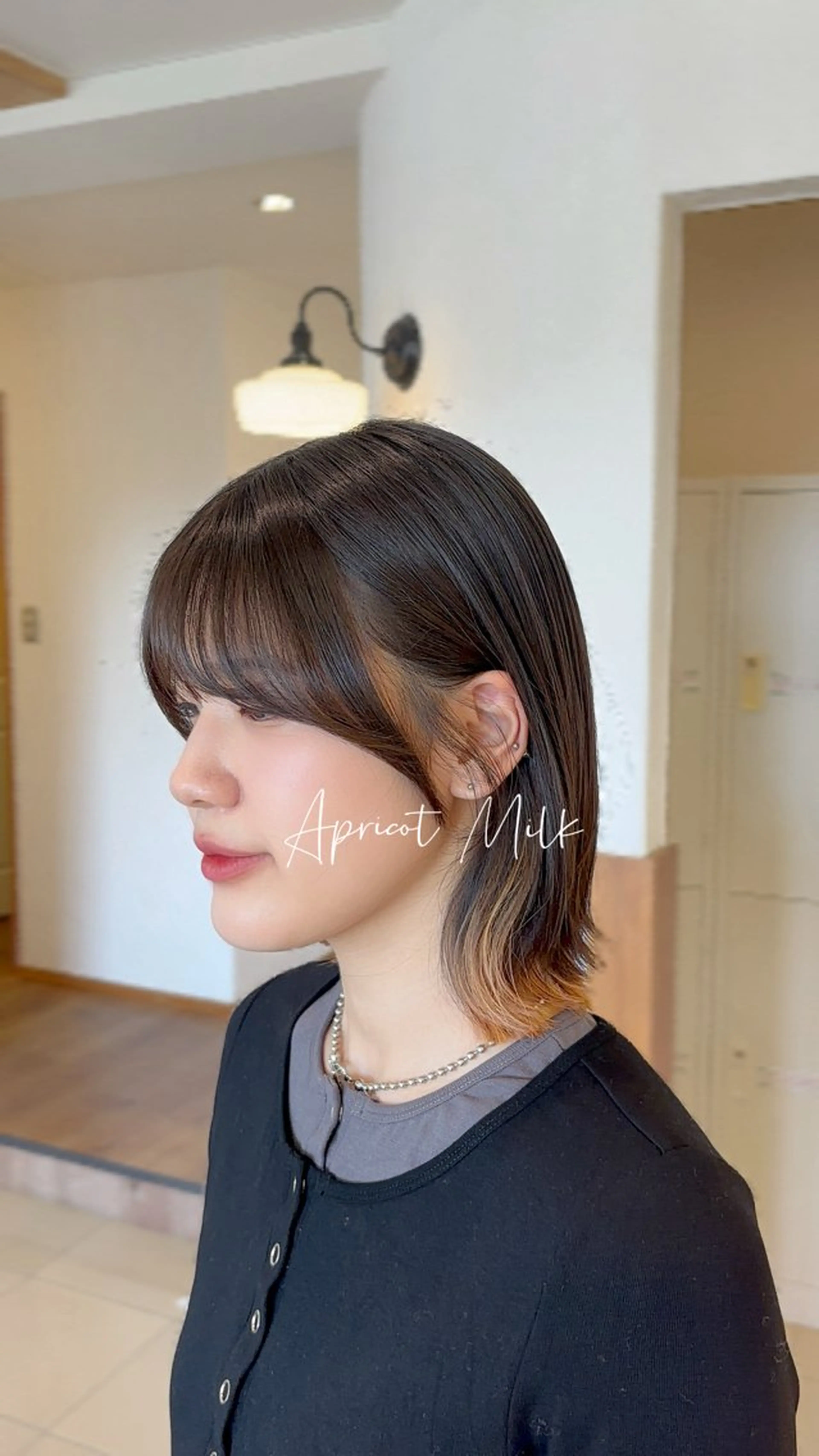 ミディアム くびれヘア 顔周りカット くびれレイヤー レイヤーカット カット 井上 昴のヘアスタイル