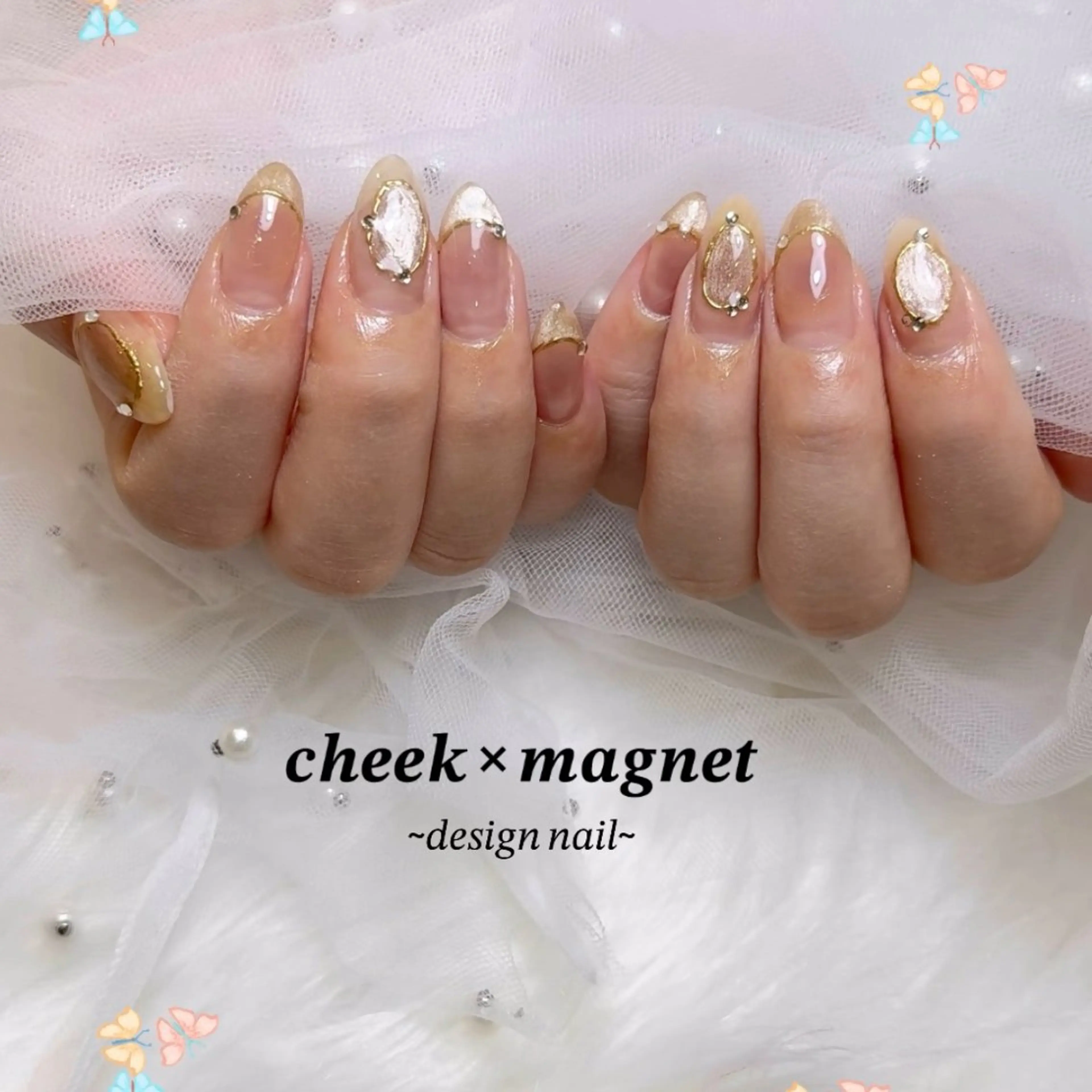 ネイル チークネイル フレンチネイル マグネットネイル マグネットフレンチ ココ美ネイルサロン所属・bonny nail みゆのネイルデザイン