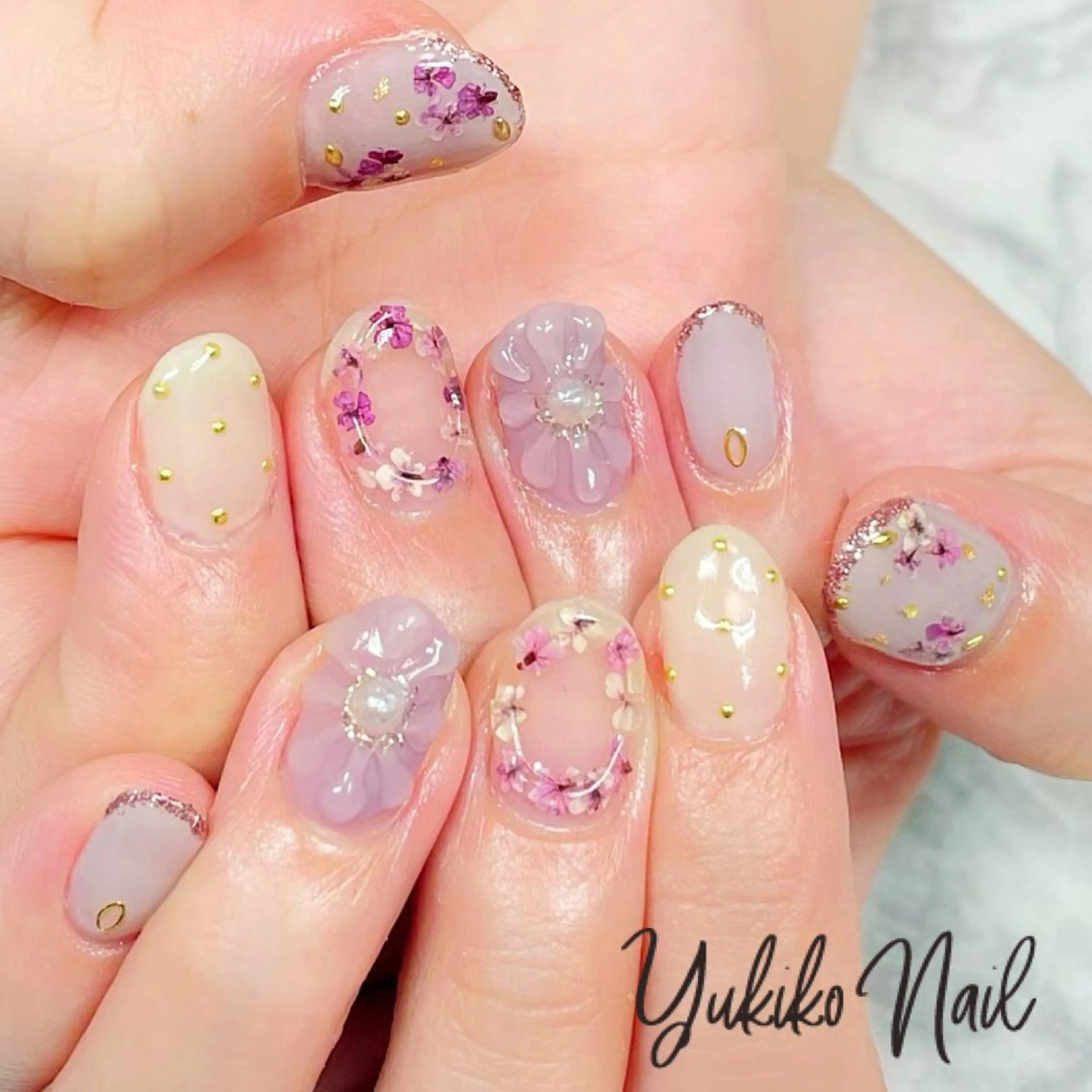 ネイル フラワーネイル ぷっくりネイル 春ネイル ユキコ ネイルのネイルデザイン