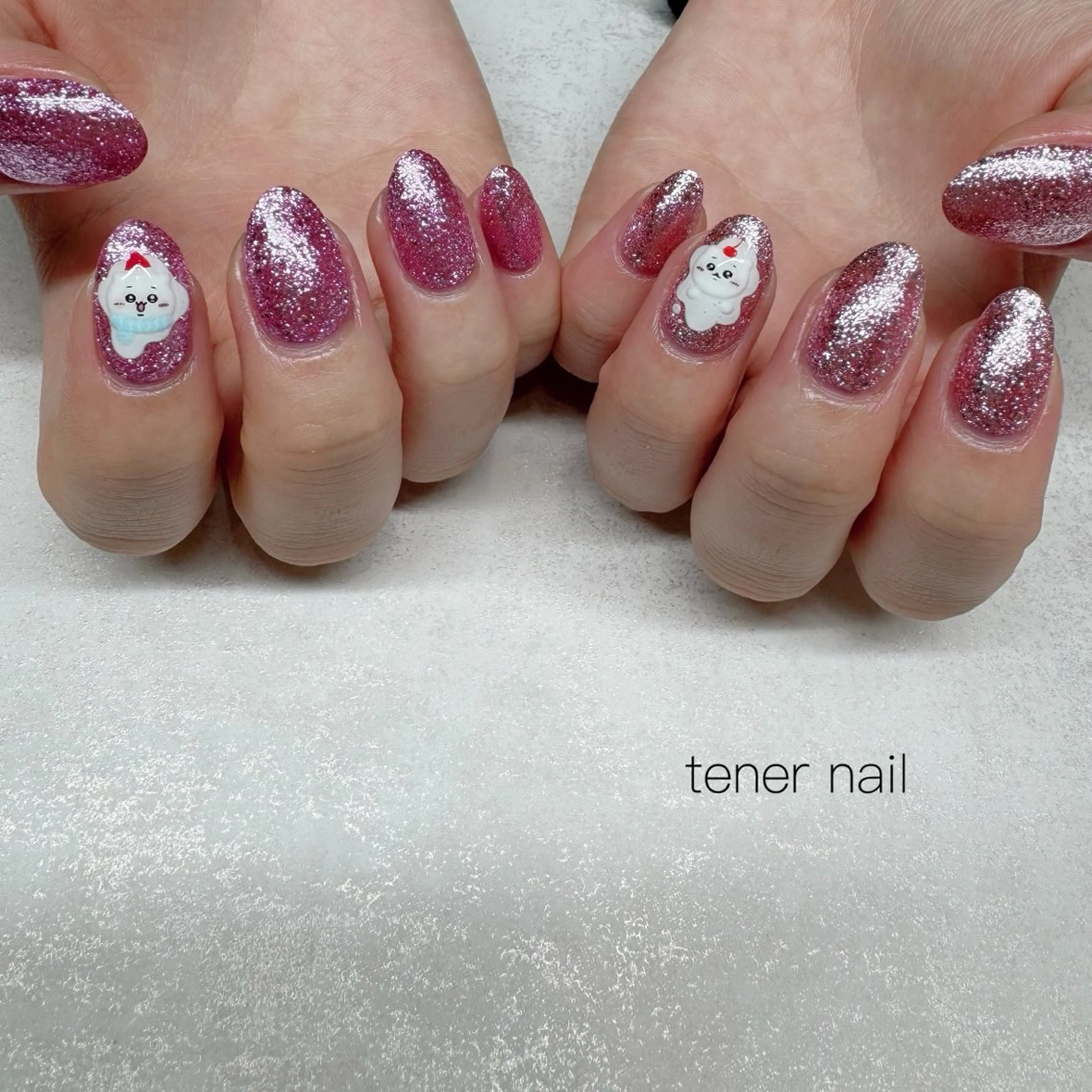ネイル ラメ(グリッター) ピンク ハンドネイル tener  nail  テネルネイル所属・テネルネイル tener nailのネイルデザイン