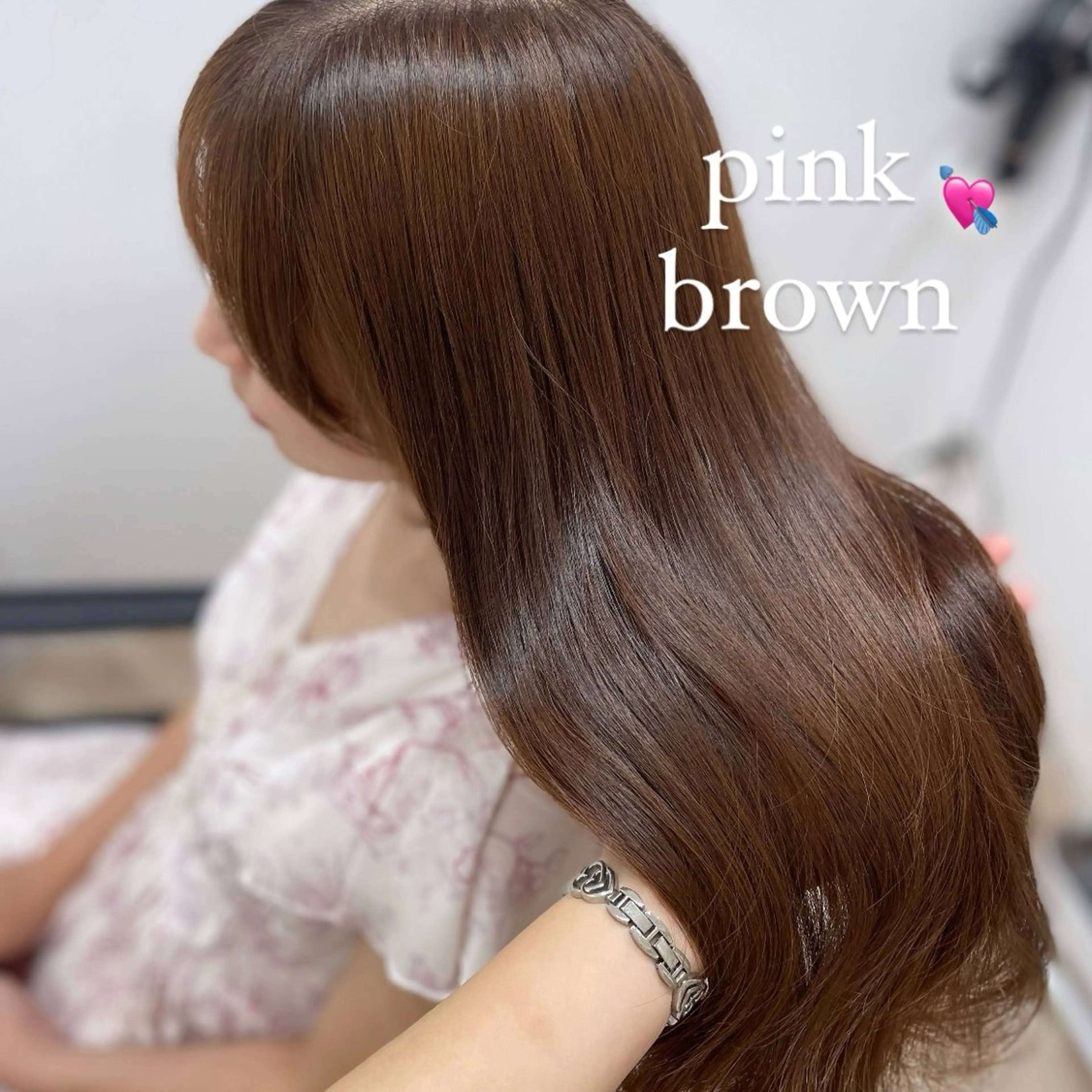 ロング ピンクブラウン 顔まわり🎀ピンク 💖ゆうなのヘアスタイル