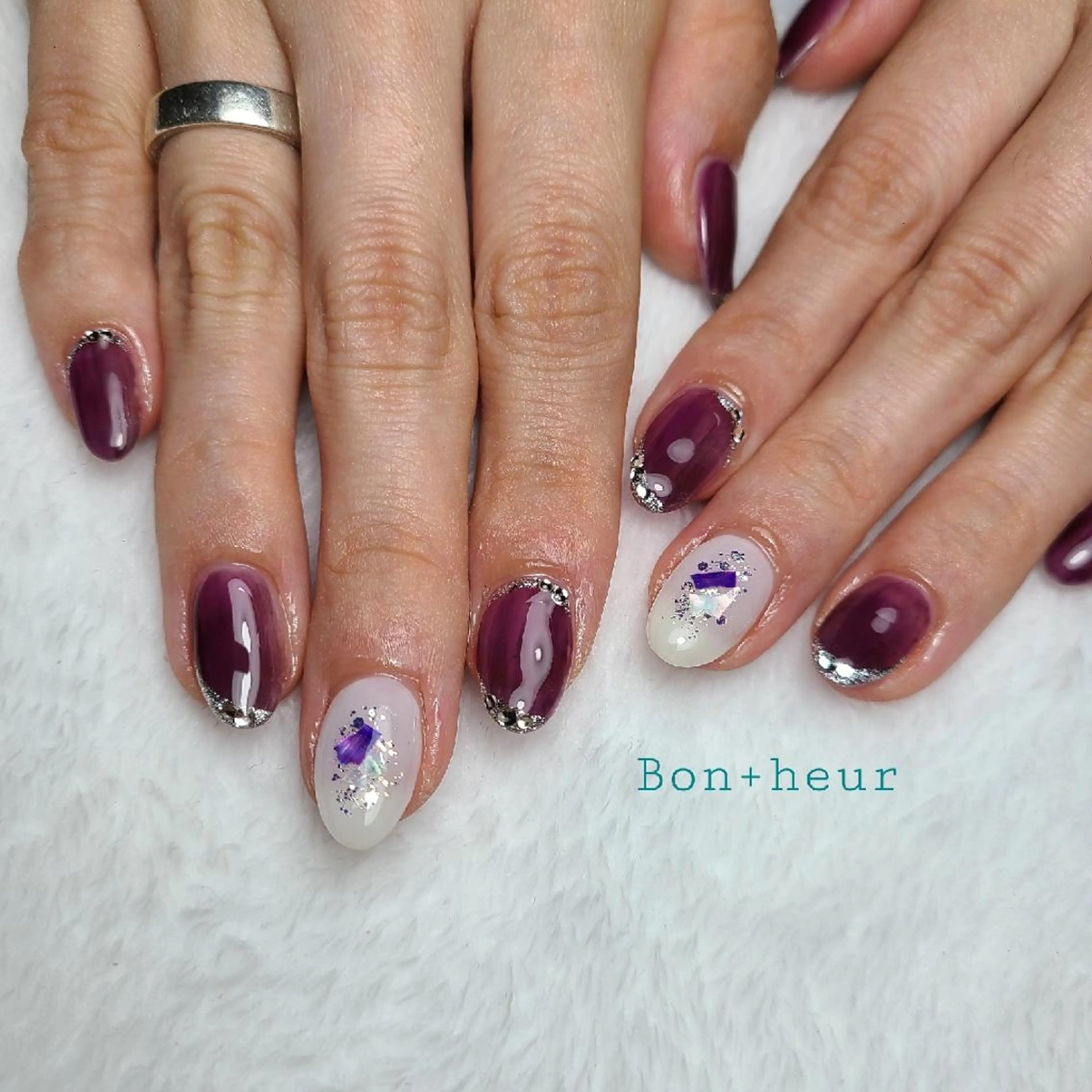 ネイル クリアネイル ジェルネイル ラメ(グリッター) 大理石ネイル(マーブル) ニュアンスネイル ハンドネイル 宮口 紗子のネイルデザイン