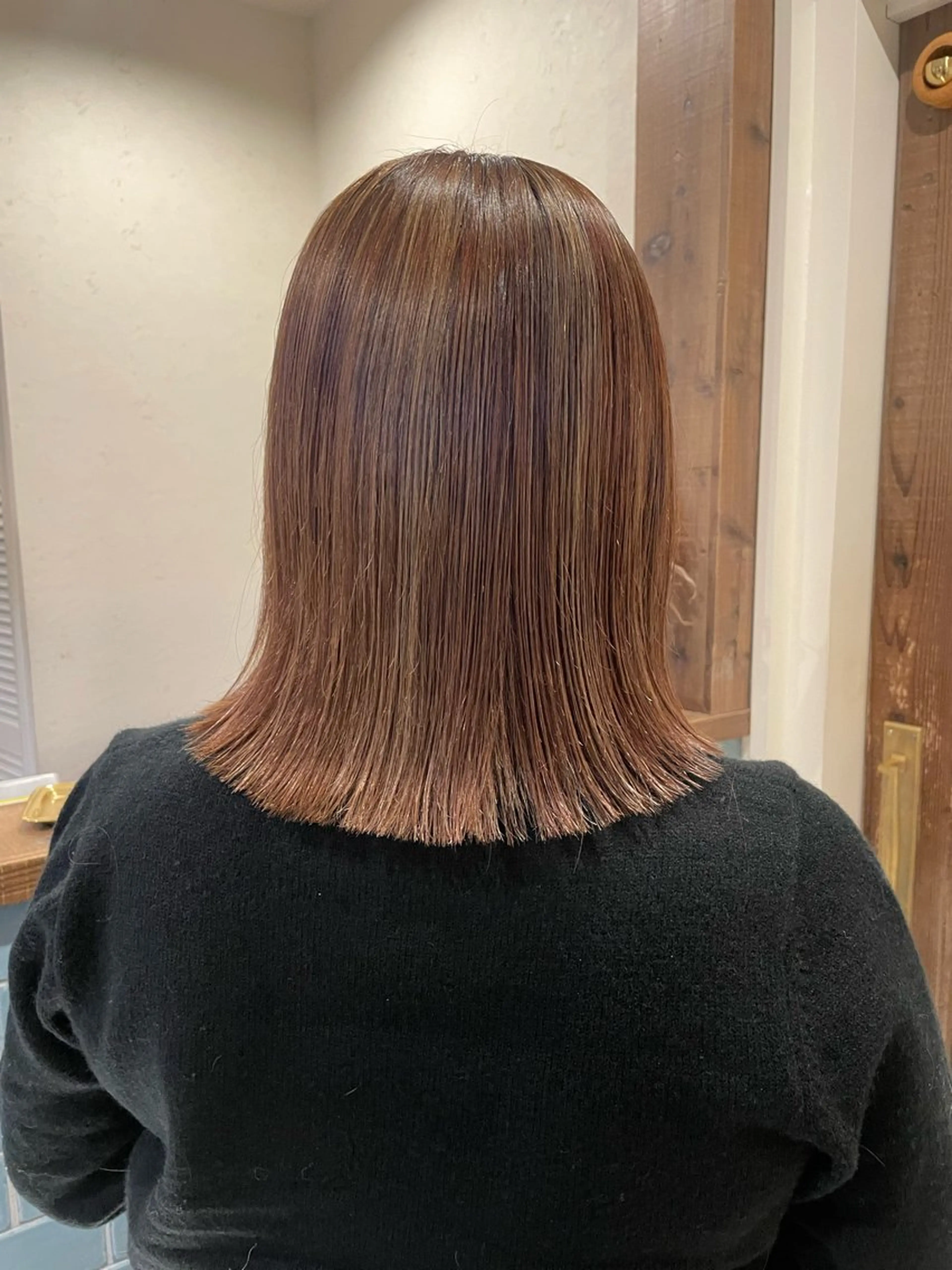 ミディアム カラー ハイライトカラー ハイライト ヘアカラー 渋谷 留菜のヘアスタイル