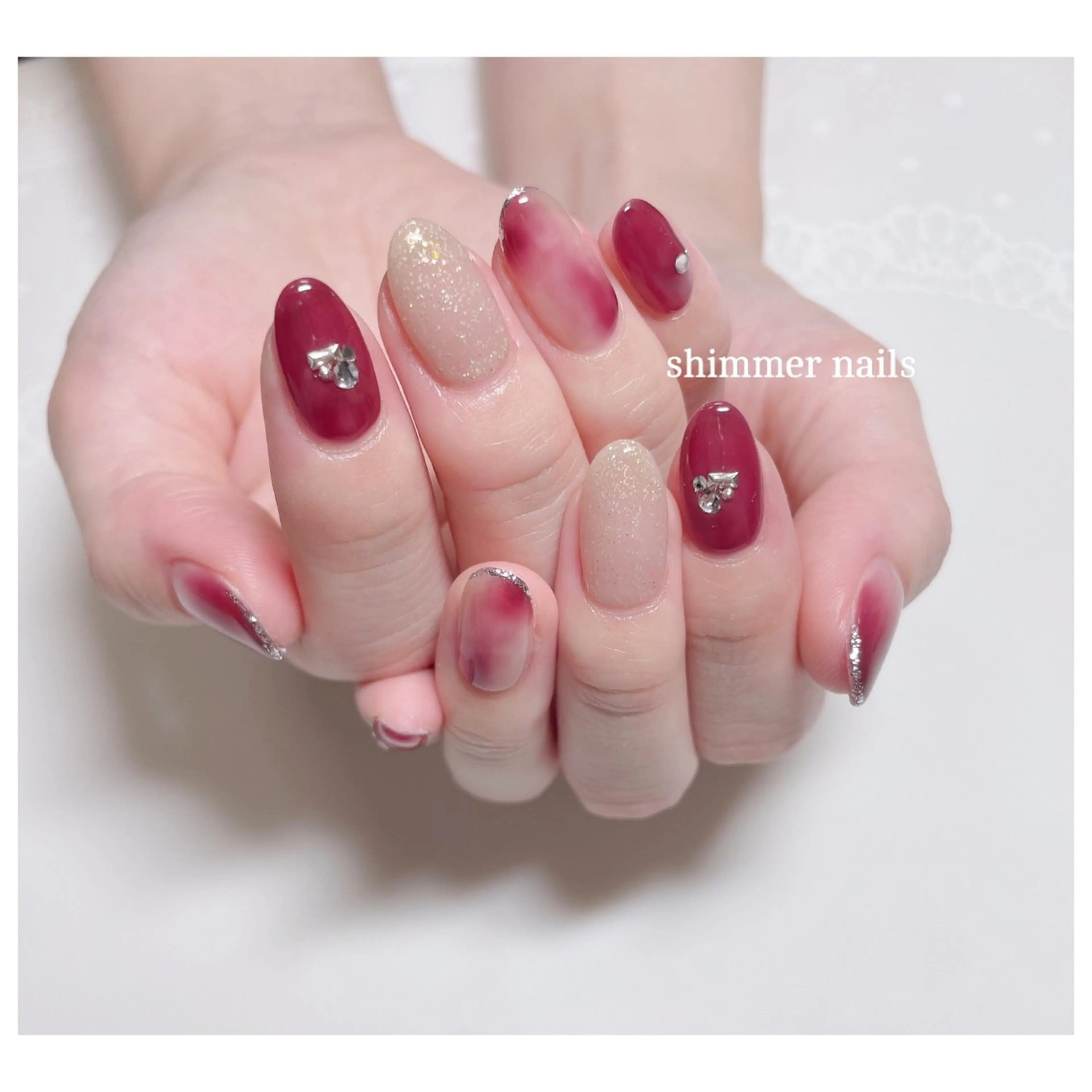 ネイル ボルドー shimmer nailsのネイルデザイン