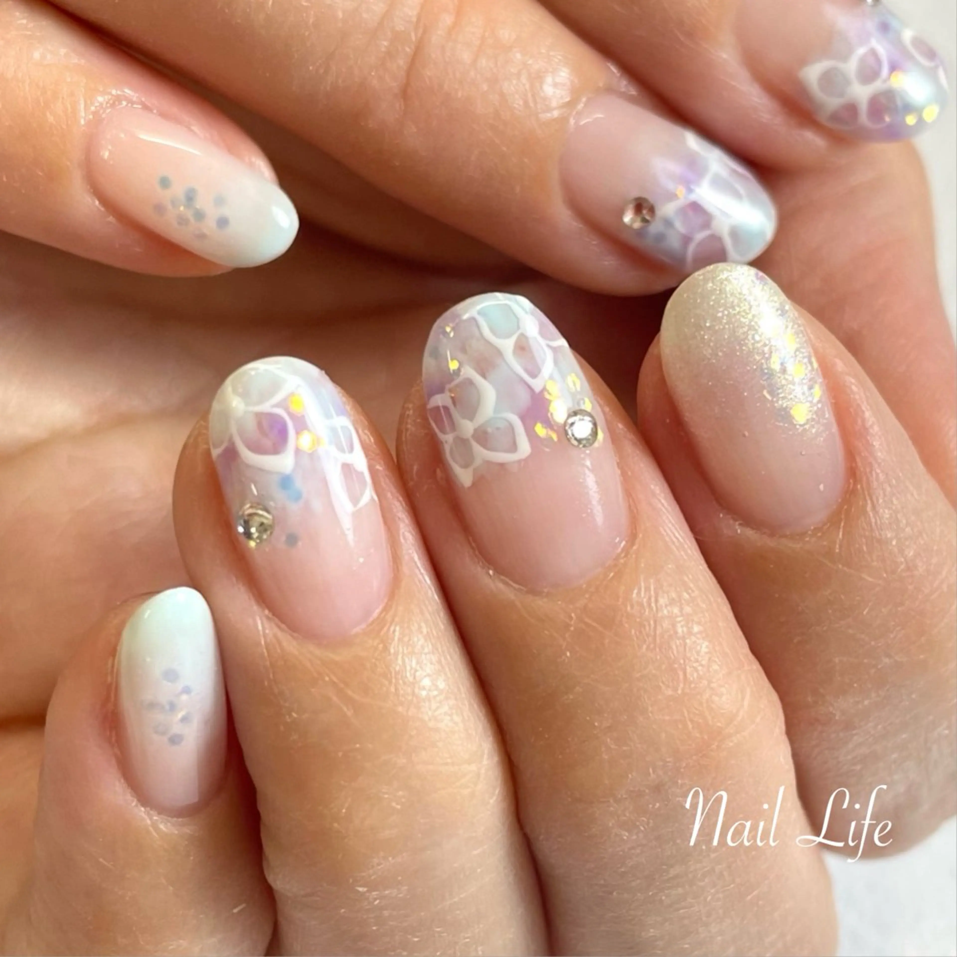 ネイル 水色 大嶋 めぐみのネイルデザイン