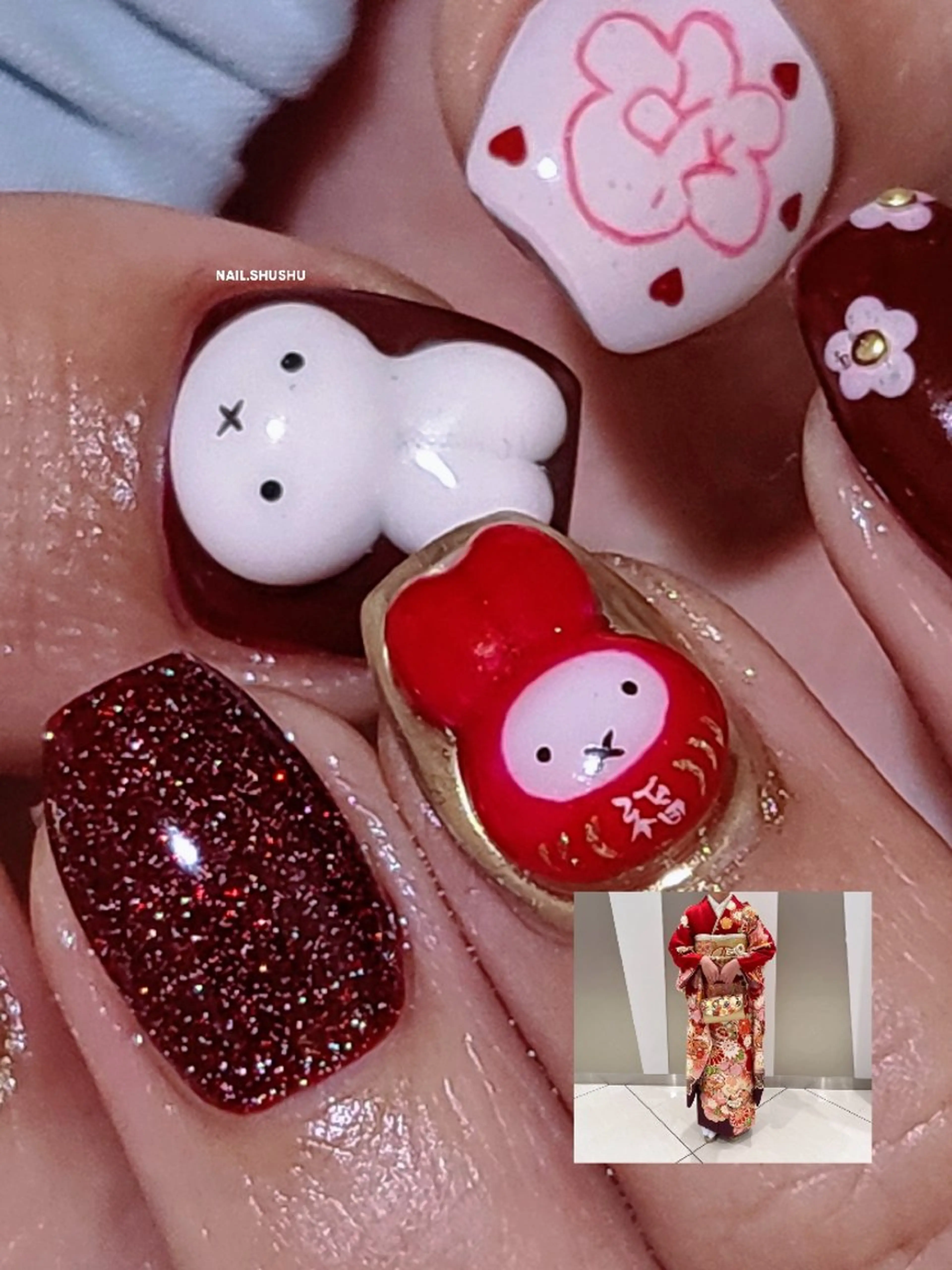 ネイル ハンドネイル 3dパーツ/流行り 👧shushu❤️のネイルデザイン