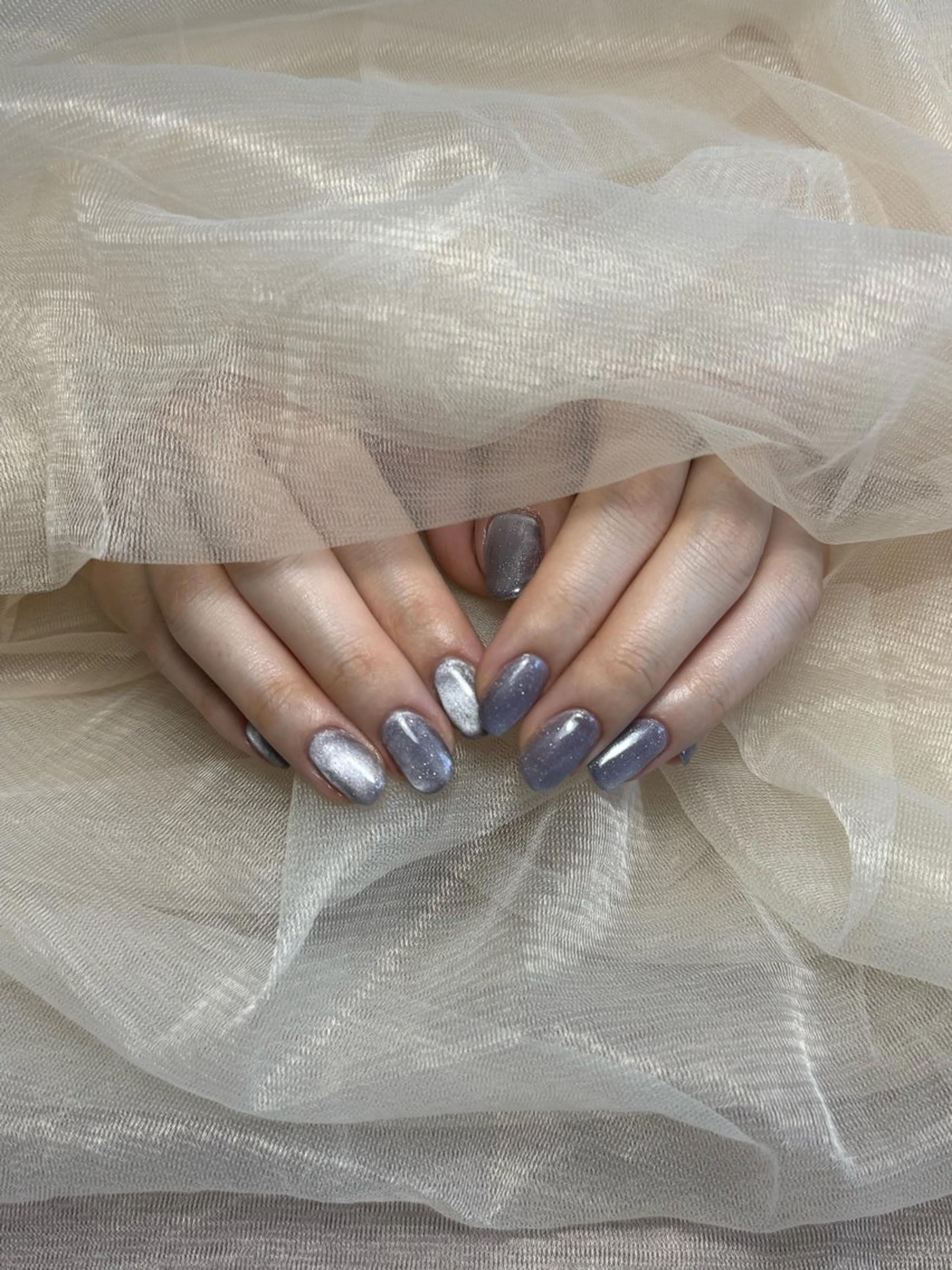 ネイル マグネットネイル パープル ハンドネイル via nailのネイルデザイン