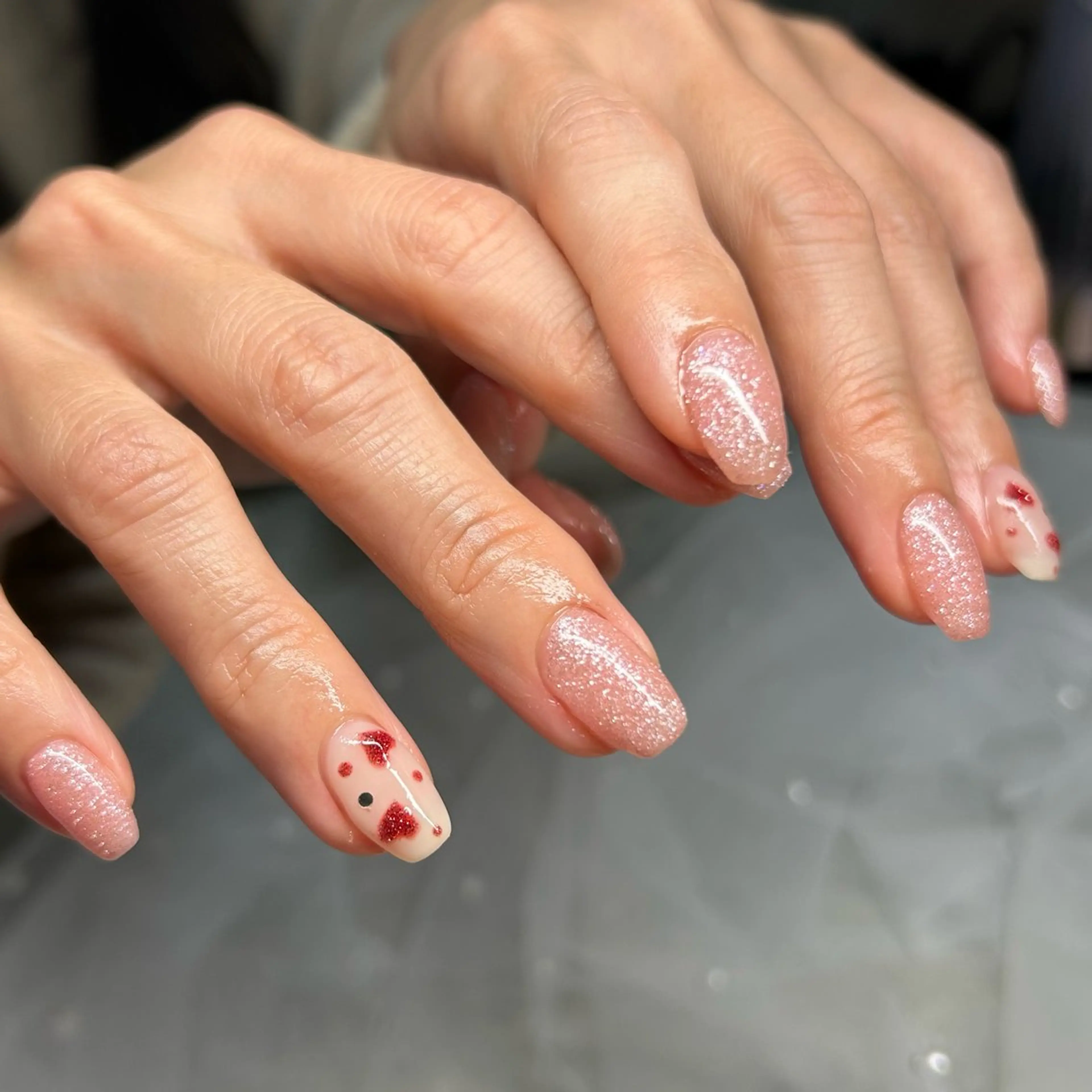 ネイル アートネイル フラッシュネイル キラキラネイル ピンク ten nail salon　かえでのネイルデザイン