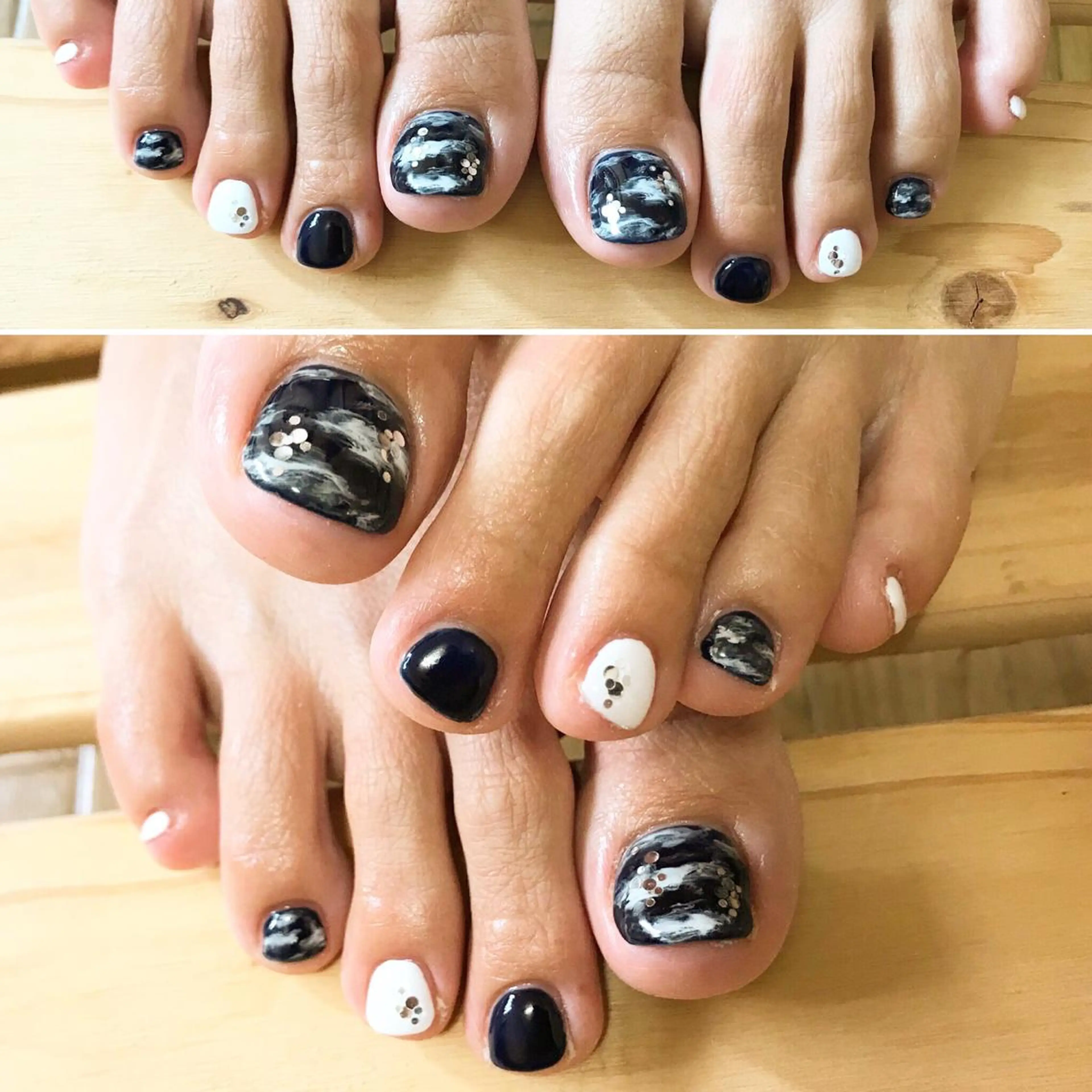 ネイル フットネイル 大理石ネイル(マーブル) ネイビー シンプルネイル 春ネイル フットネイル ネイル フフラ所属・nail fufla ♡yamane♡のネイルデザイン