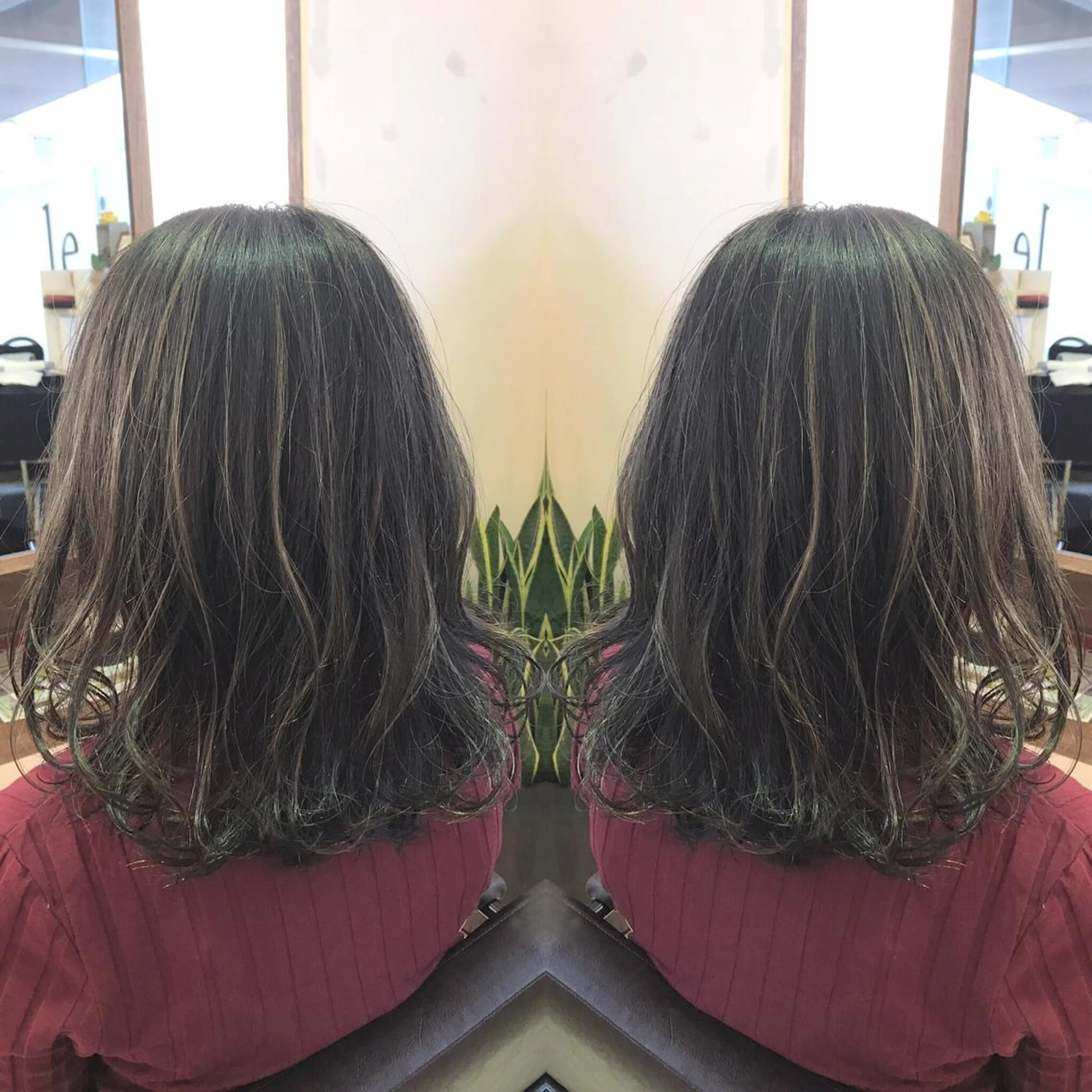 ミディアム カラー アッシュ ハイライトカラー ハイライト 青木 茂樹⭐️ 透明感カラーのヘアスタイル