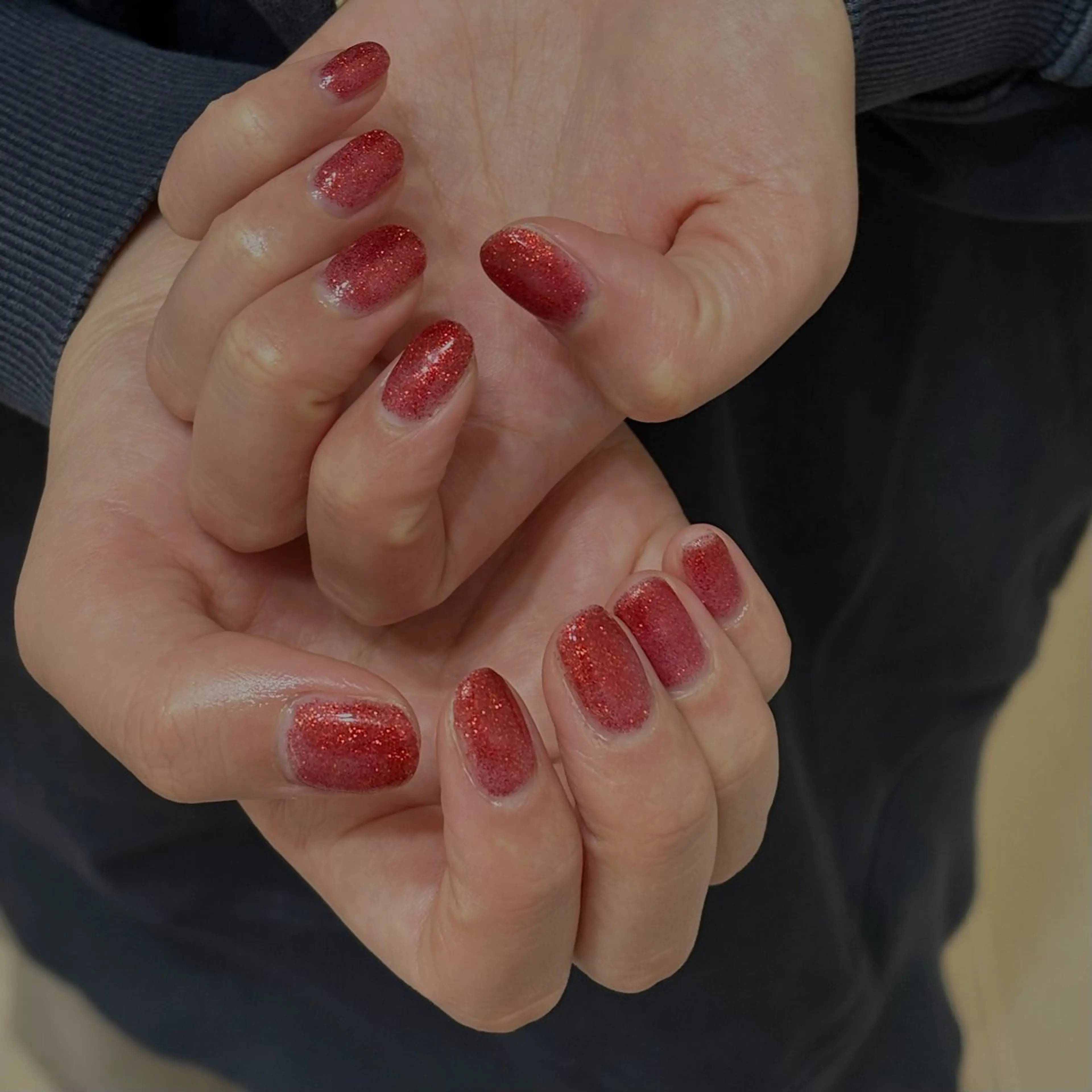 ネイル ラメ(グリッター) ワンカラーネイル 赤色 ハンドネイル Nail salon topaz所属・Nail salon topazのネイルデザイン