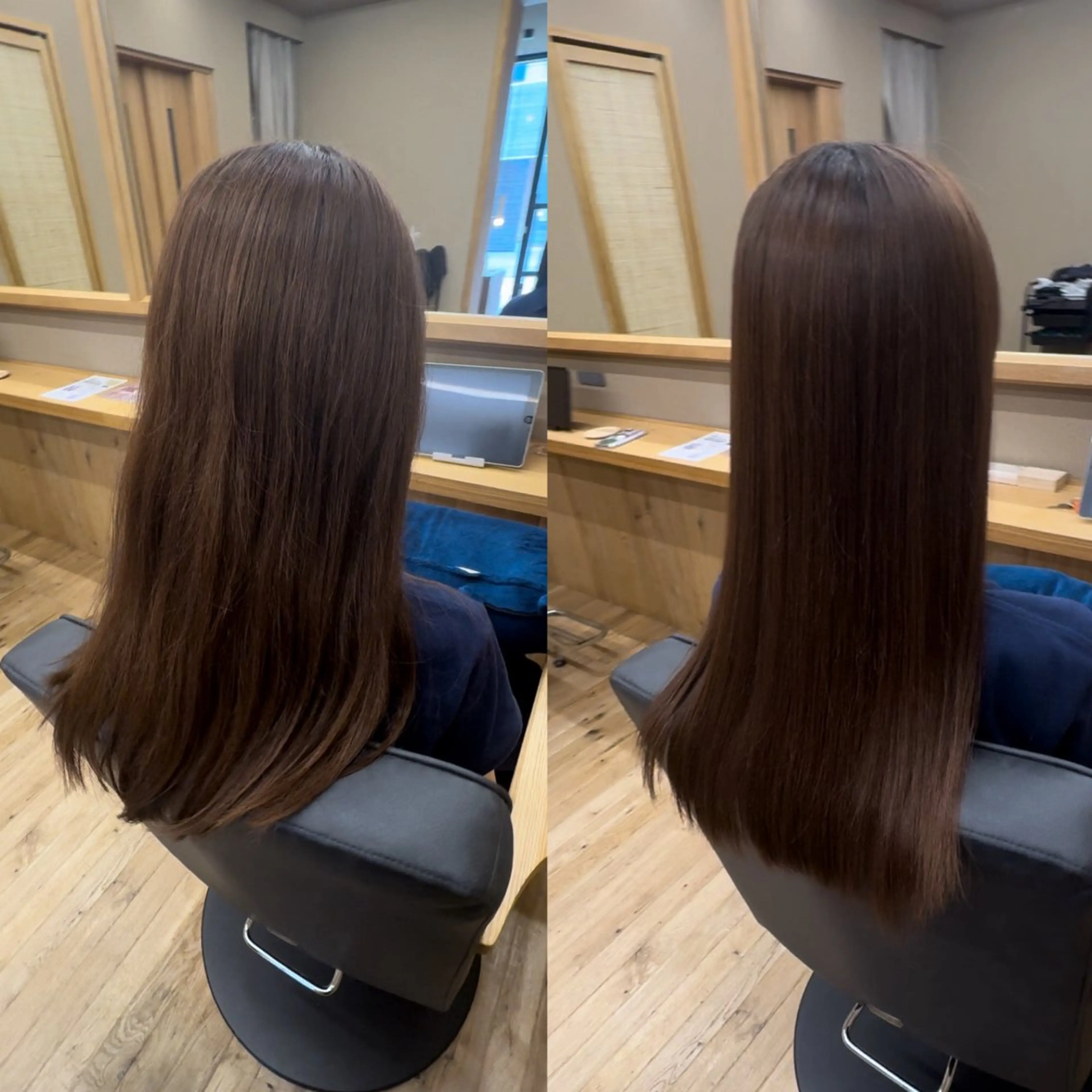 ロング 縮毛矯正 【髪質改善】タケウチ 【手で乾かすだけ】のヘアスタイル