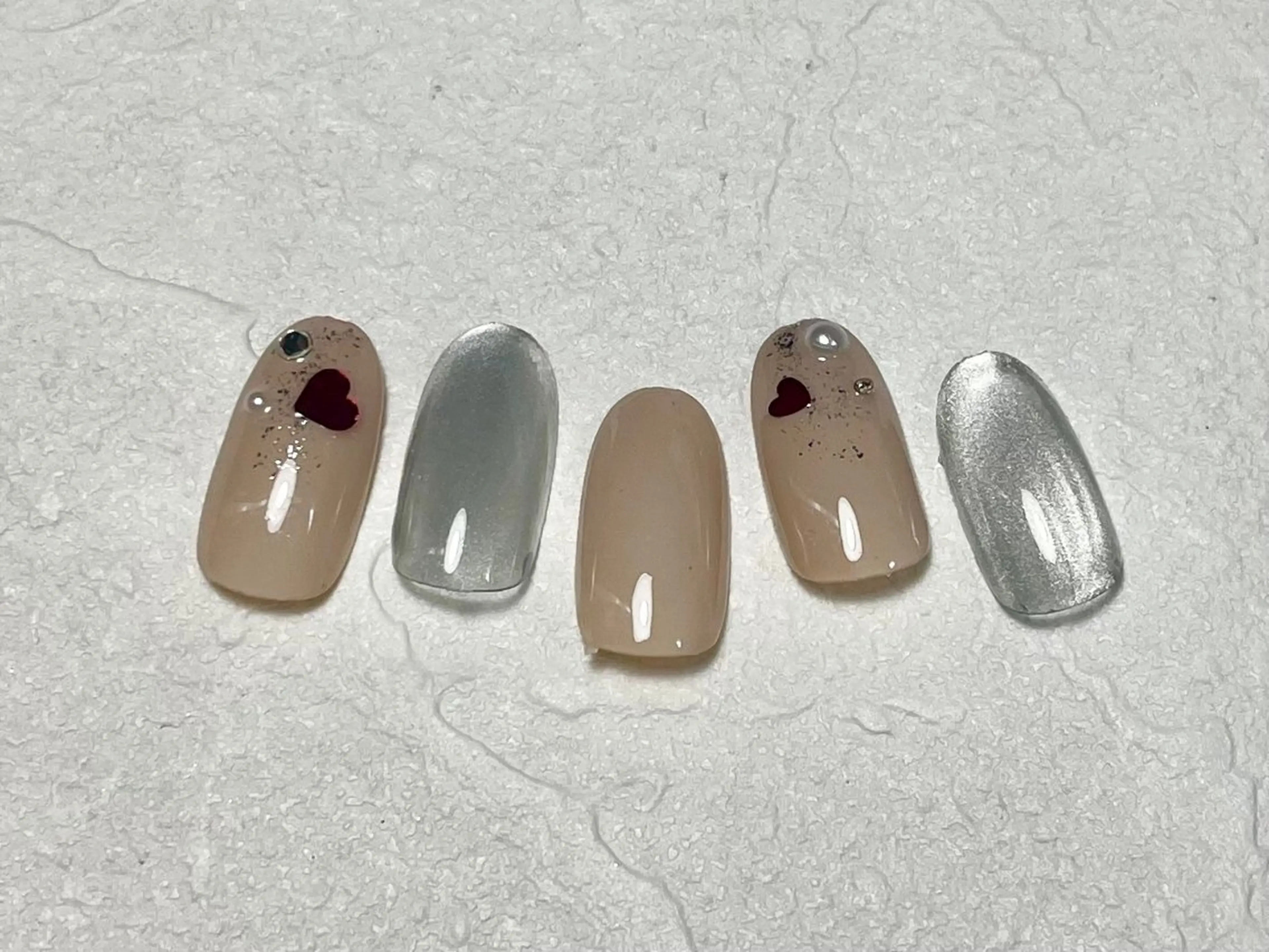 ネイル ジェルネイル メンズネイル パラジェル バレンタイン ワンホンネイル kiki nail 二子玉川のネイルデザイン