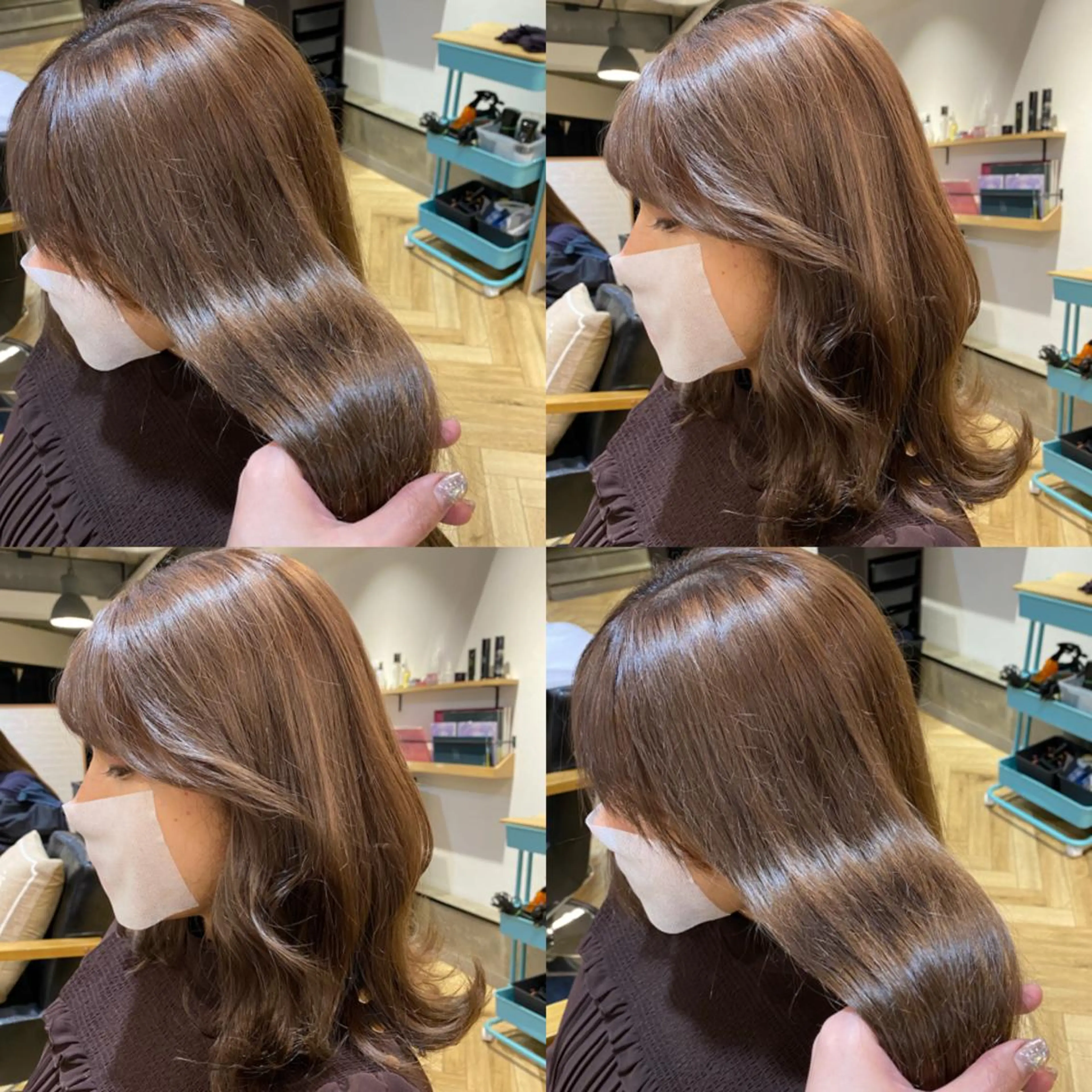 セミロング カラー ベージュカラー ブリーチ モカベージュ 艶カラー/韓国顔周り 🎀mamiのヘアスタイル