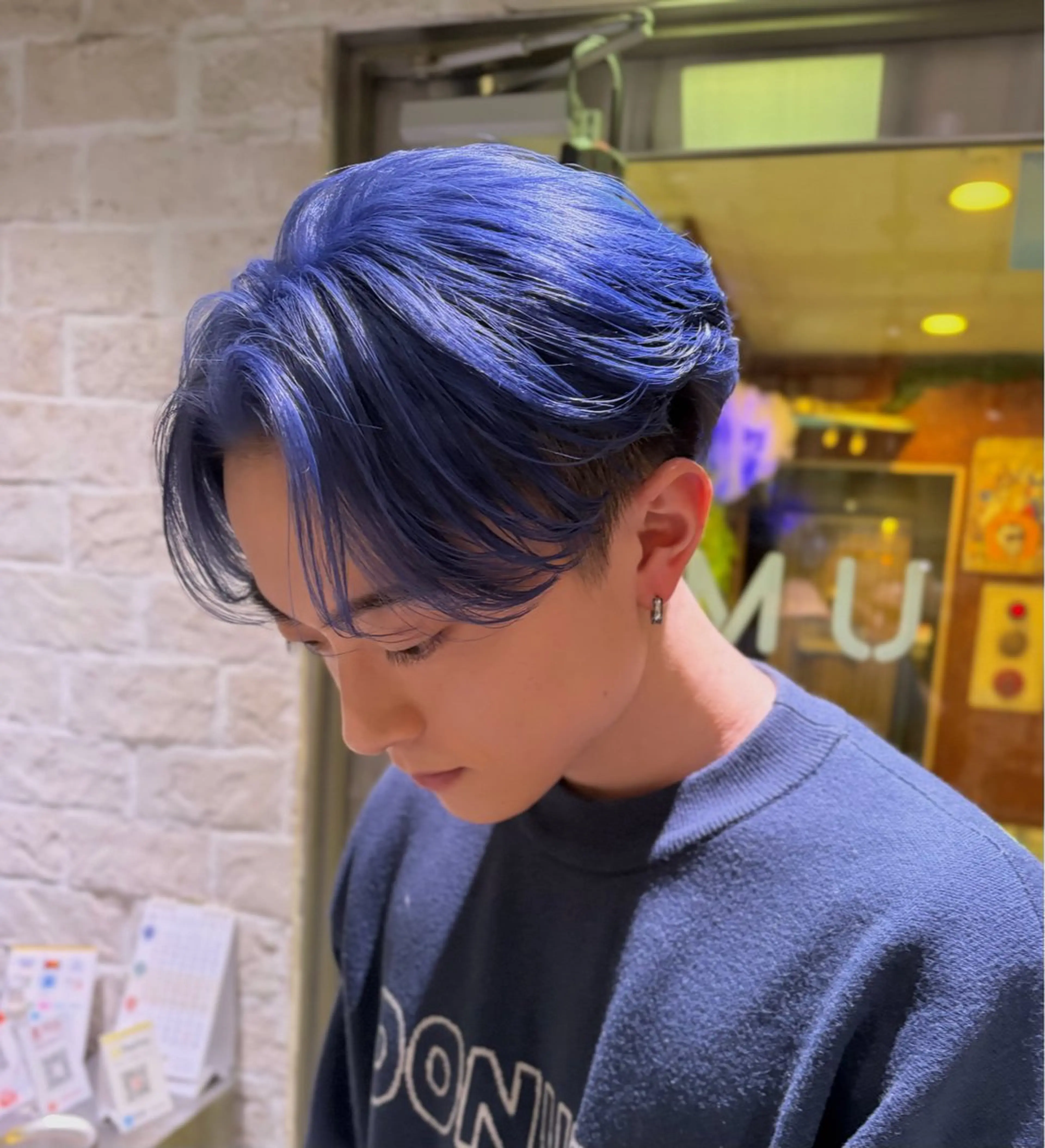 カラー メンズ メンズブリーチ メンズハイトーン ブリーチ ブルーカラー 透明感カラー daichi (UMM)のヘアスタイル