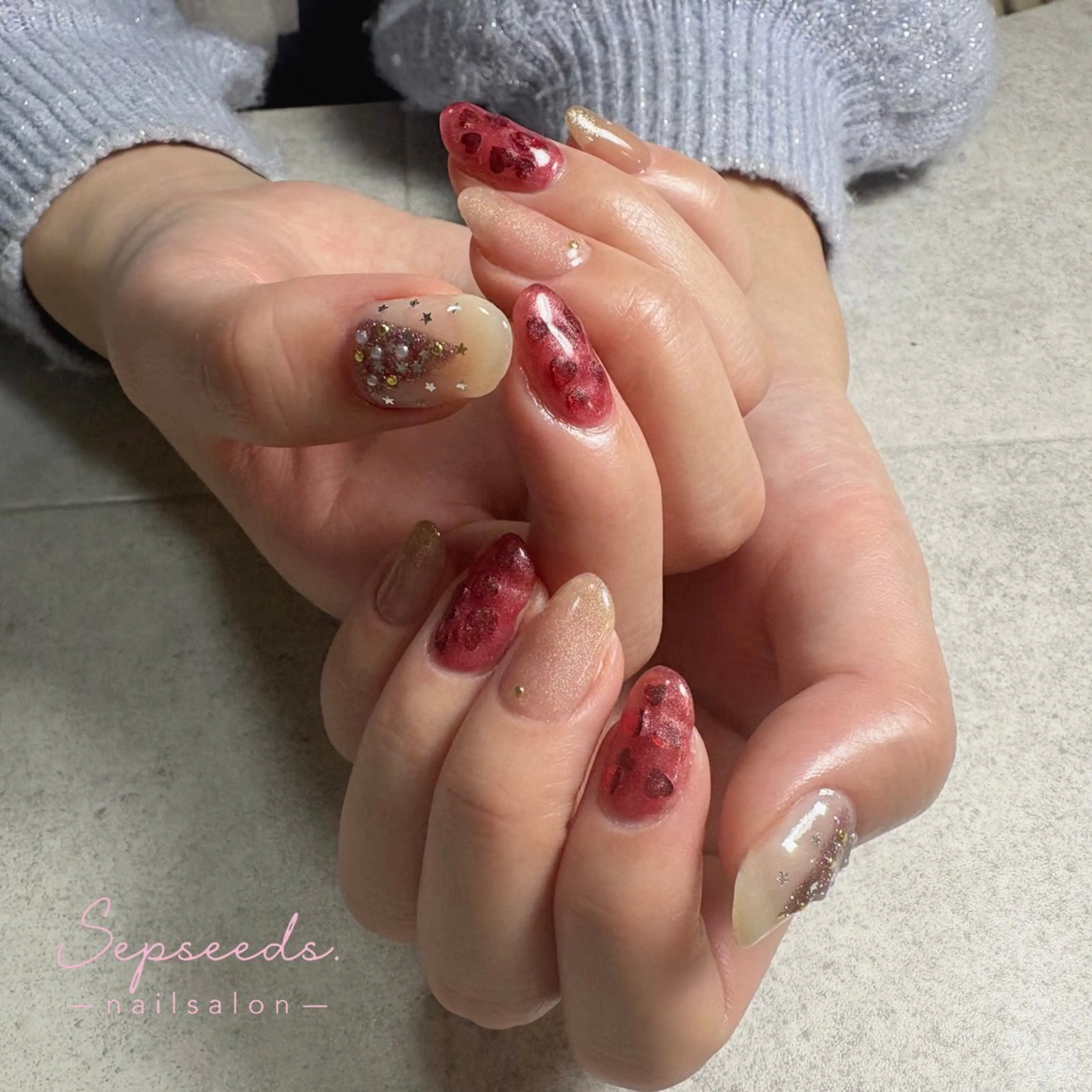 ネイル ハート 冬ネイル クリスマス Sepseeds. 🌱のネイルデザイン