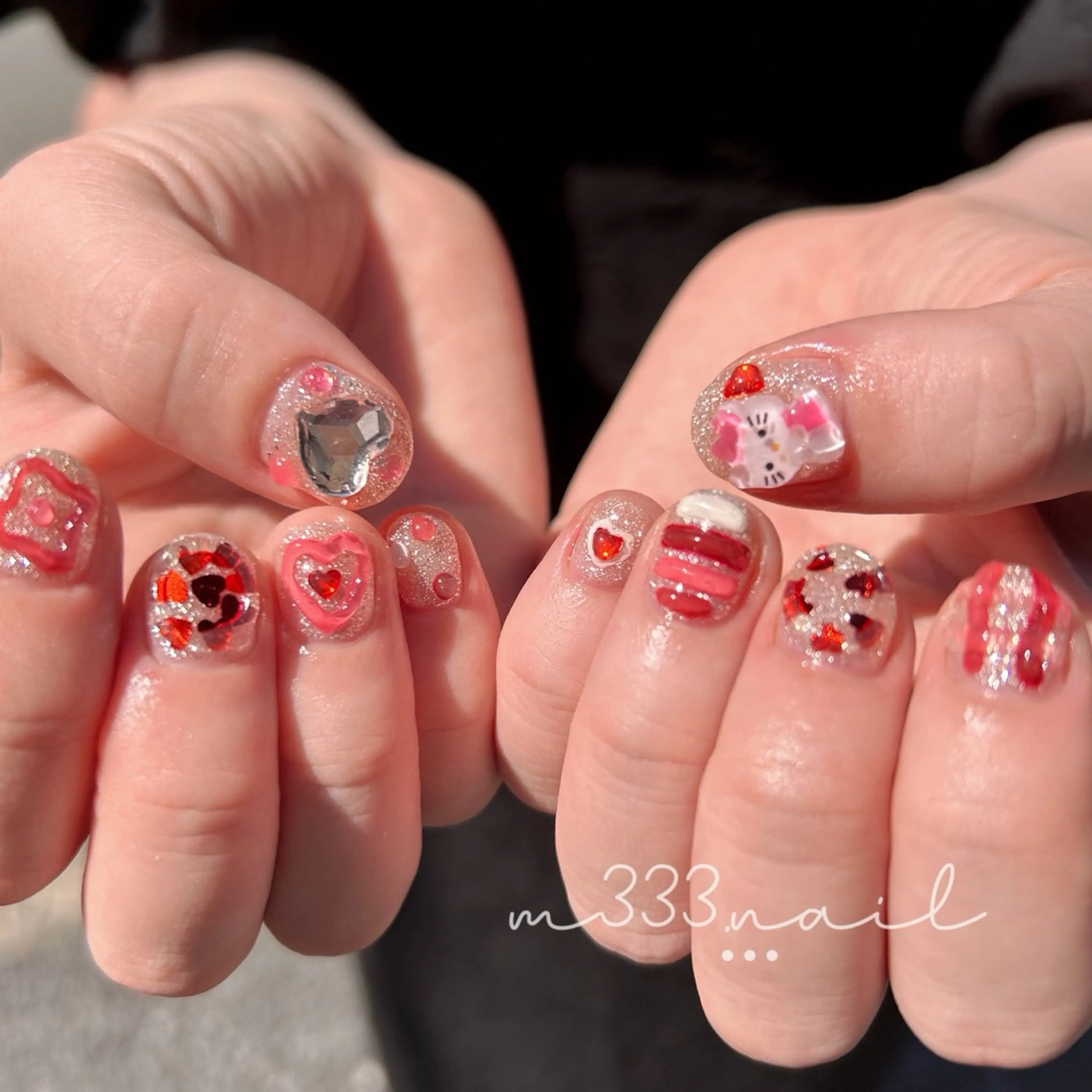 ネイル ハート ぷっくりネイル ショートネイル ハンドネイル hair MILE.所属・MILE. mukonosouのネイルデザイン