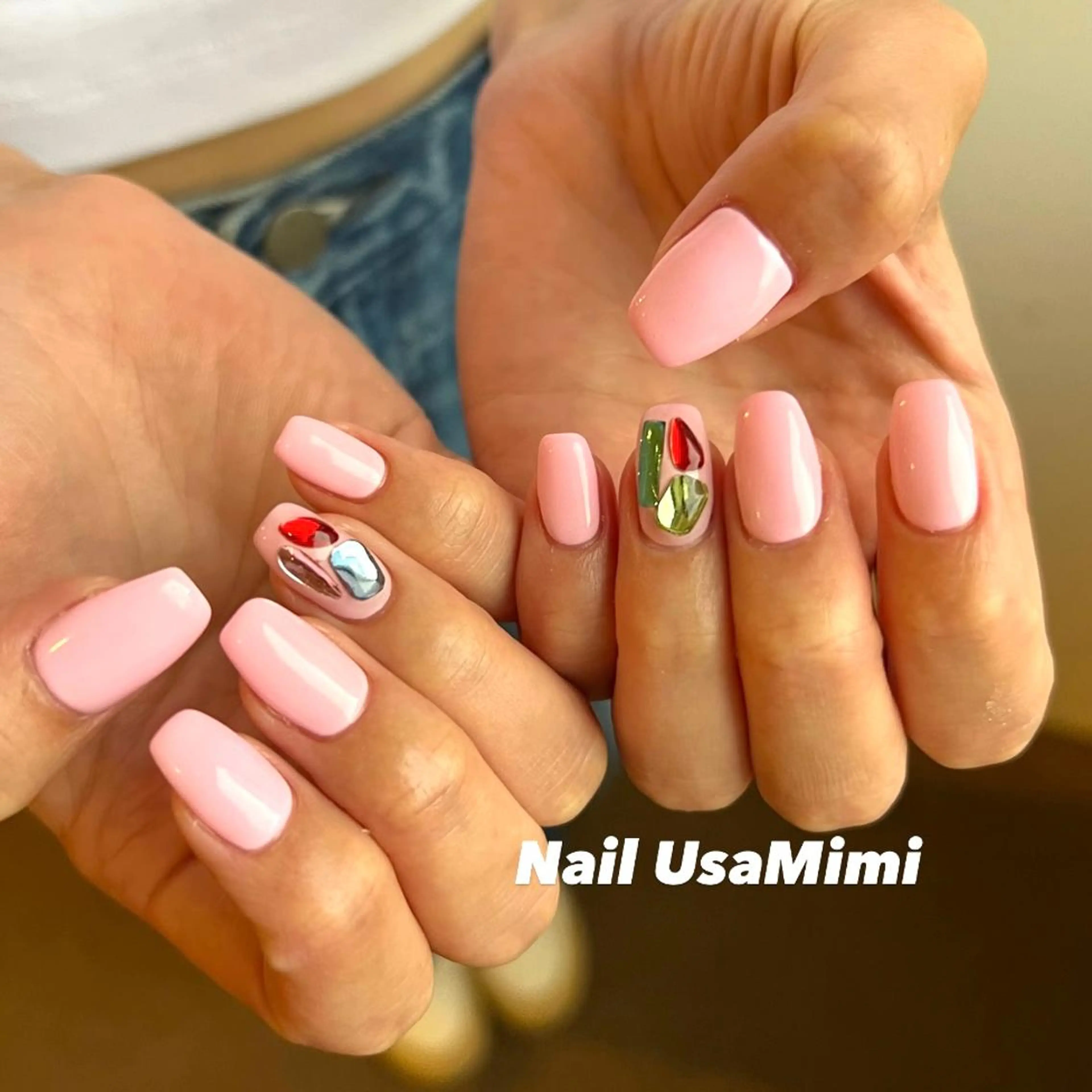 ネイル オーロラネイル フットネイル ジェルネイル 氷ネイル・うるうるネイル キラキラネイル 本町ネイルNail UsaMimiのネイルデザイン