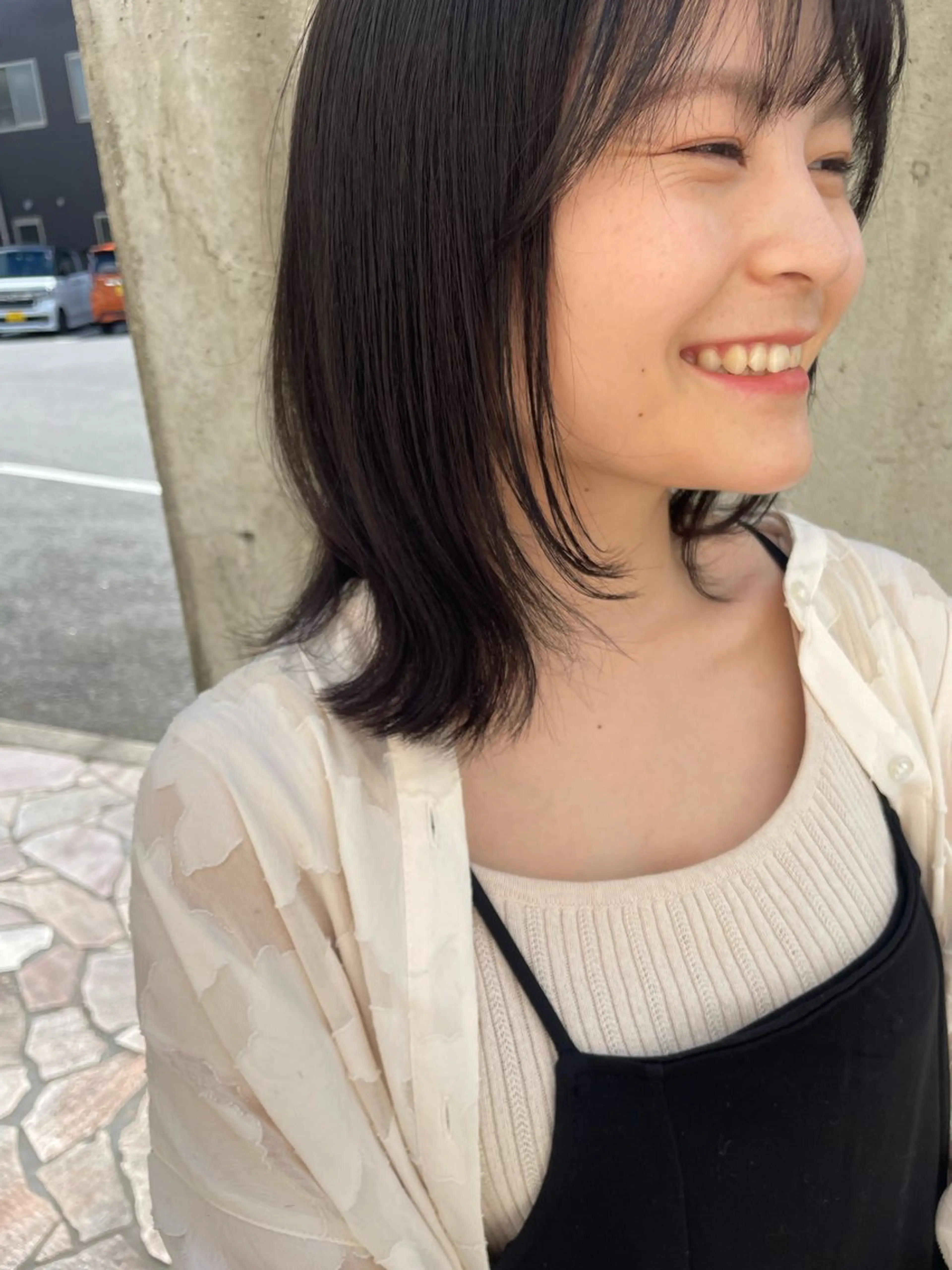 ミディアム 顔まわりレイヤー レイヤーカット カット ブランシェ神領店 笹原渚紗のヘアスタイル