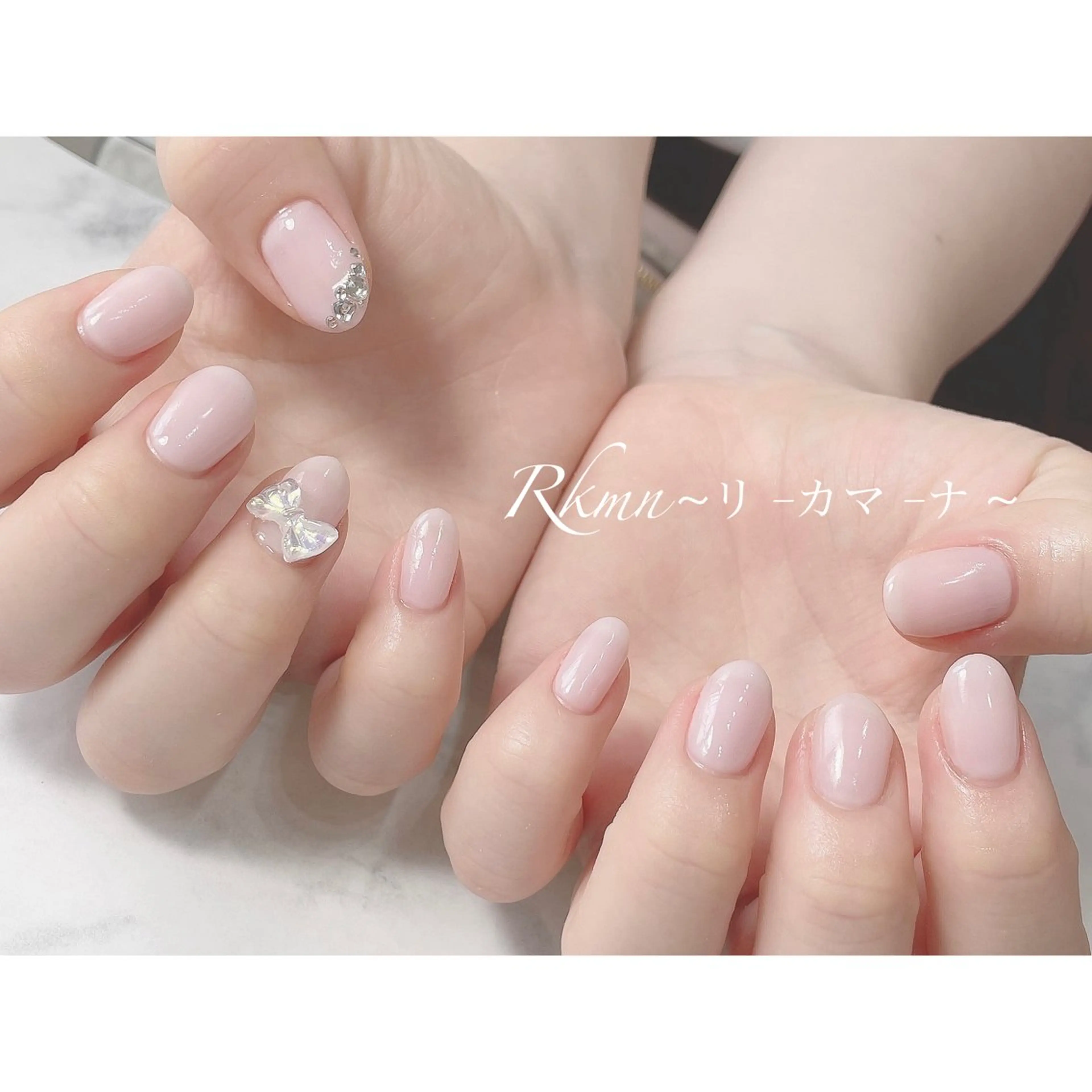 ネイル アートネイル ピンク リボン 春ネイル ハンドネイル フットネイル ハンドケア Rkmn ~リ-カマ-ナ~のネイルデザイン