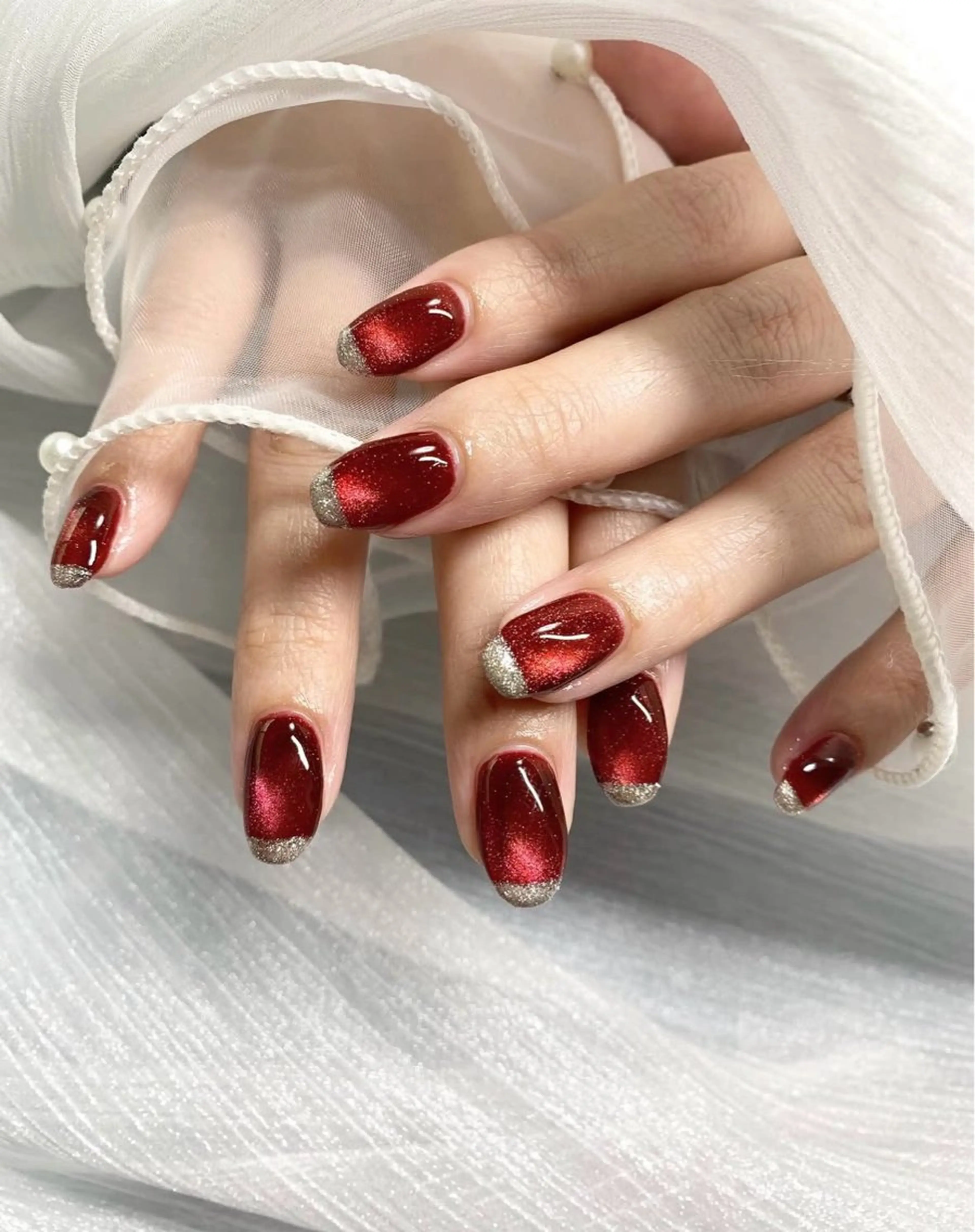 ネイル フレンチネイル マグネットネイル マグネットフレンチ nail salon happinessのネイルデザイン