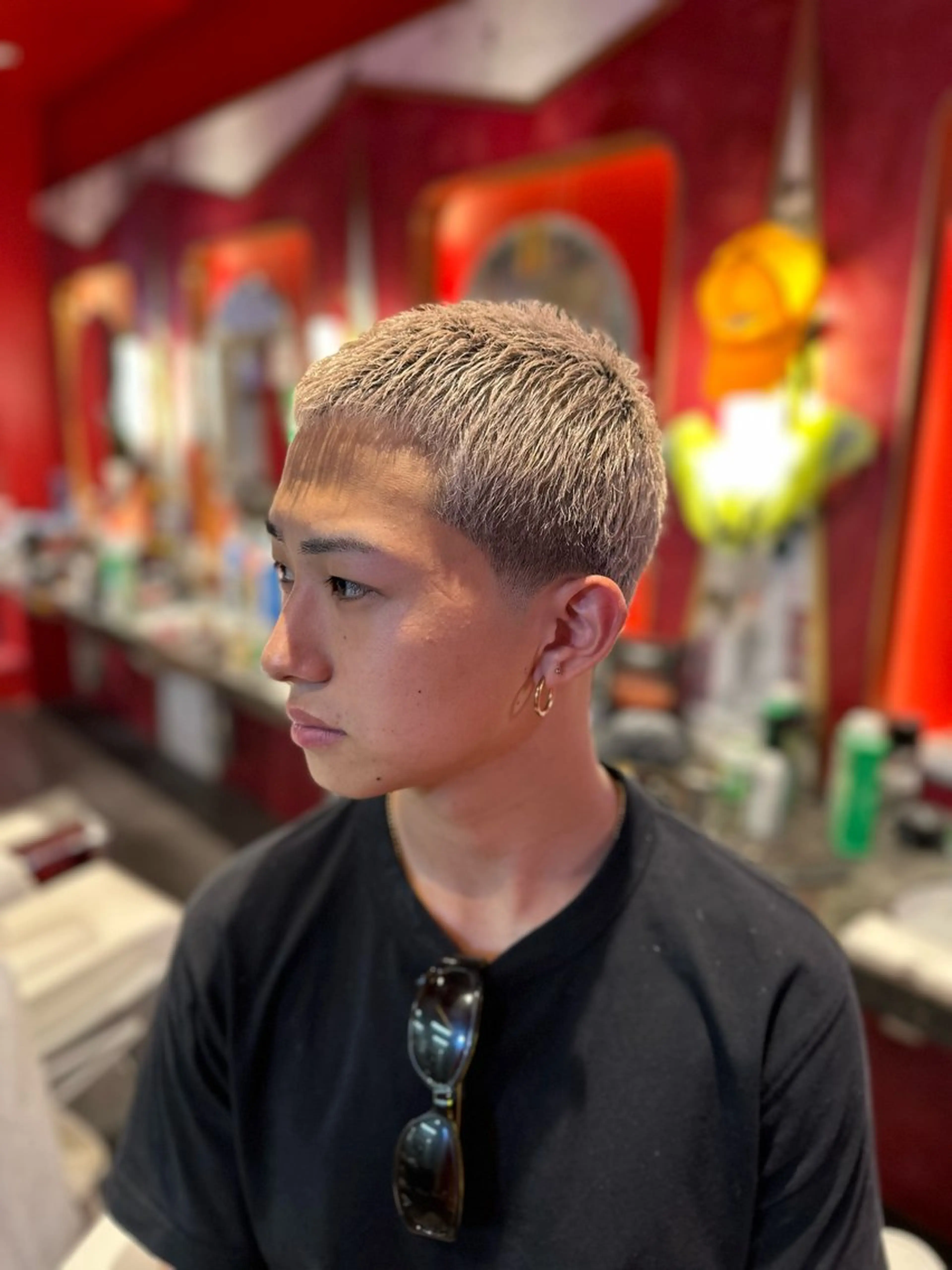 メンズ メンズブリーチ ボウズ フェードカット メンズパーマ MERICANBARBERSHOP®︎TYO所属・渋谷BARBER/ キリのヘアスタイル