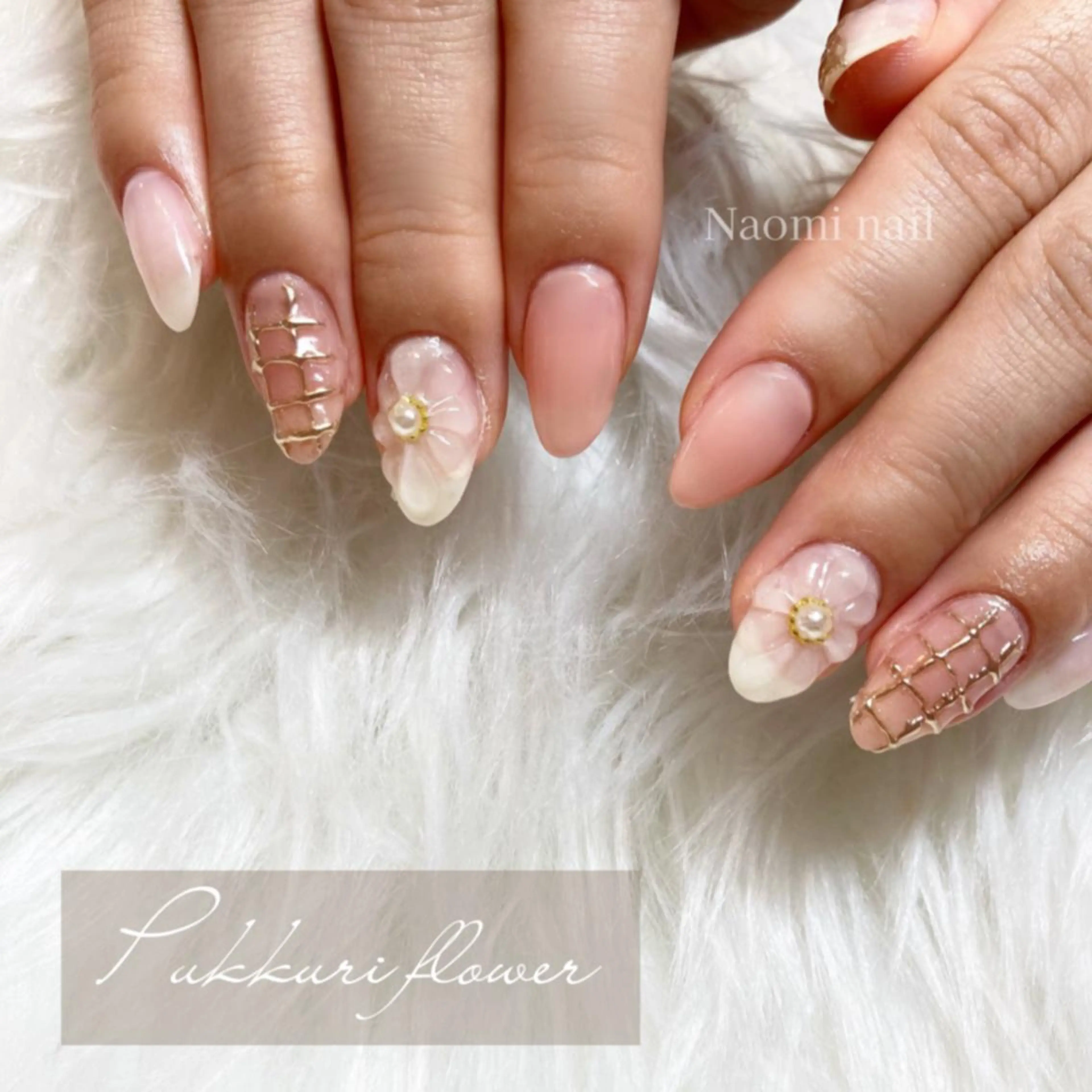 ネイル フラワーネイル ぷっくりネイル ハンドネイル Mon trésor所属・Montrésor 名古屋ネイルサロンのネイルデザイン