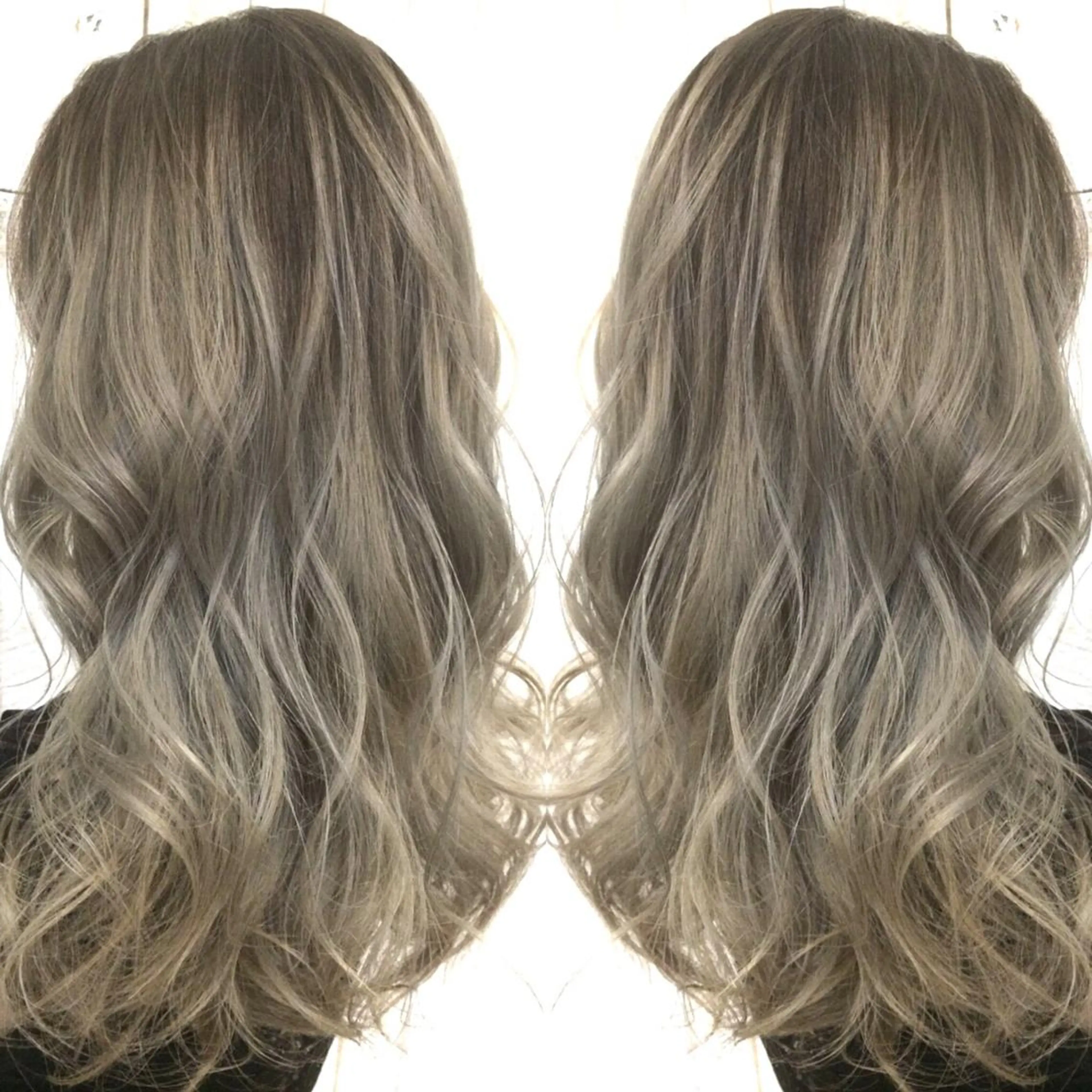 セミロング カラー バレイヤージュ シルバー レイヤーカット ヘアカラー トリートメント 井上 一平のヘアスタイル