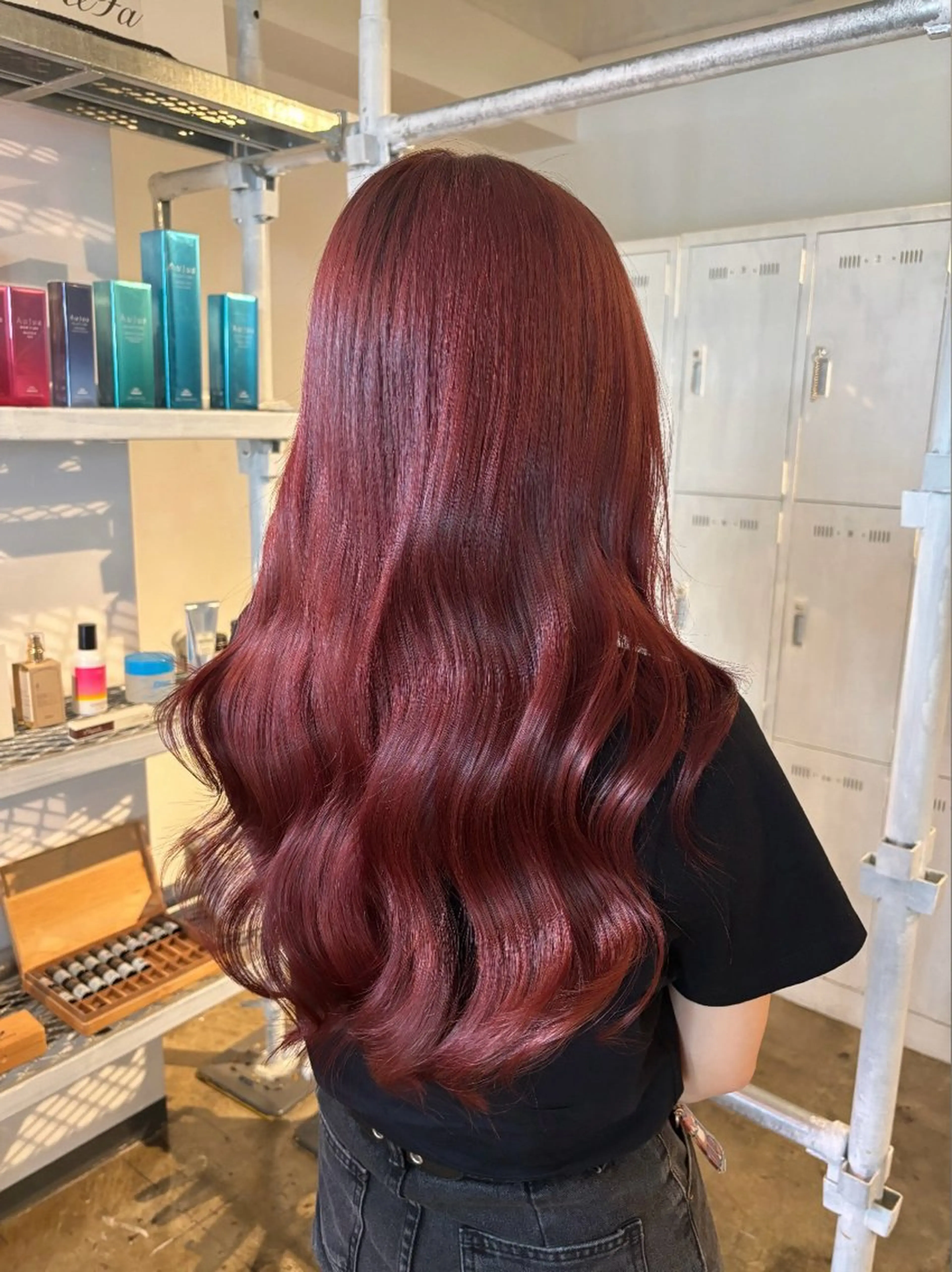 ロング カラー ブリーチ ケアカラー ダブルカラー ブリーチなしカラー レッドカラー 暖色カラー🍒 ケアブリーチ/akiのヘアスタイル