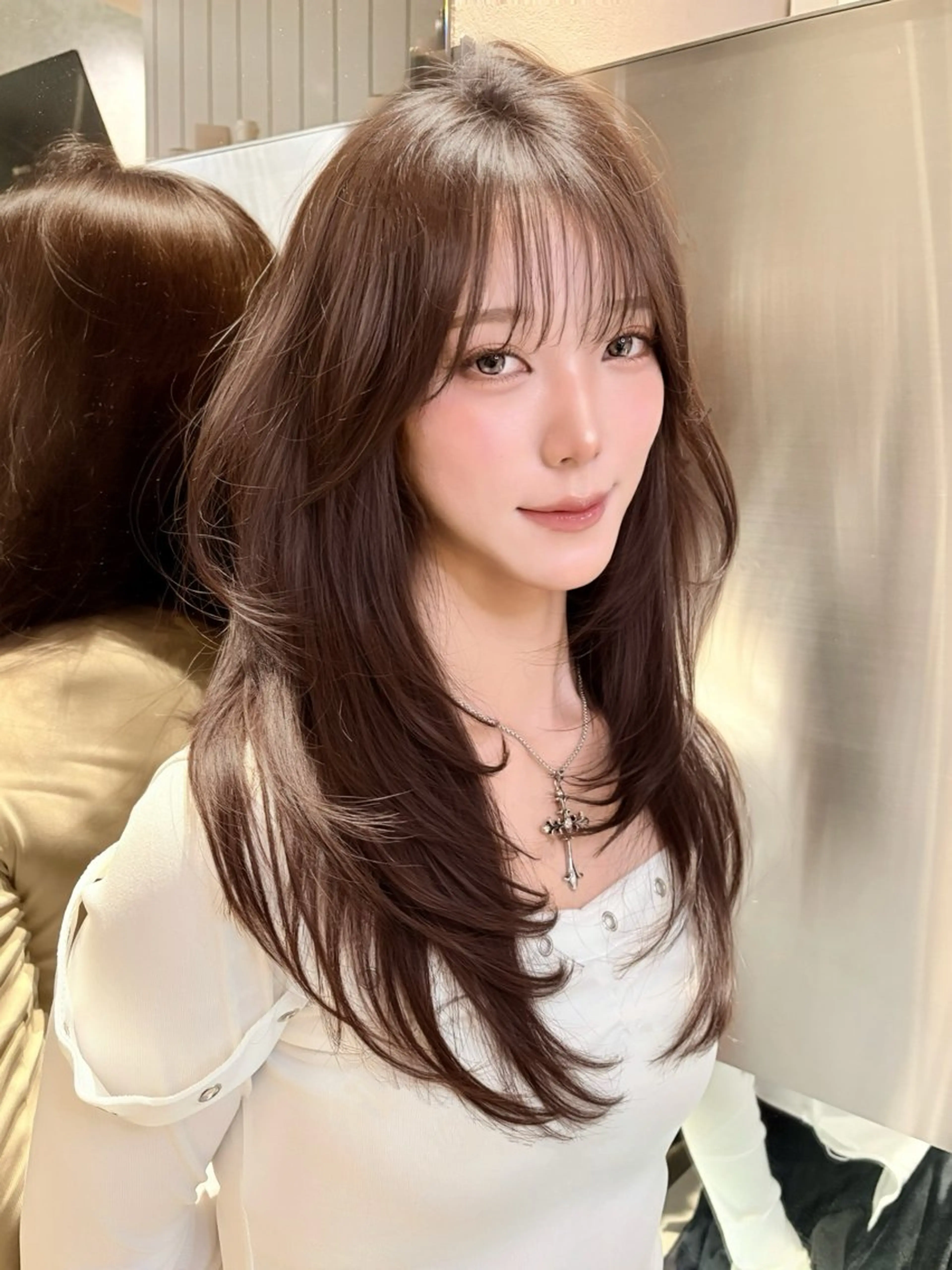 ロング カラー ヘアアレンジ アッシュ 黒髪 ブリーチ ブルーカラー ブルーブラック カット ヘアカラー トリートメント ヘアセット 大宮‎🩵縮毛矯正 髪質改善 佐藤 和のヘアスタイル