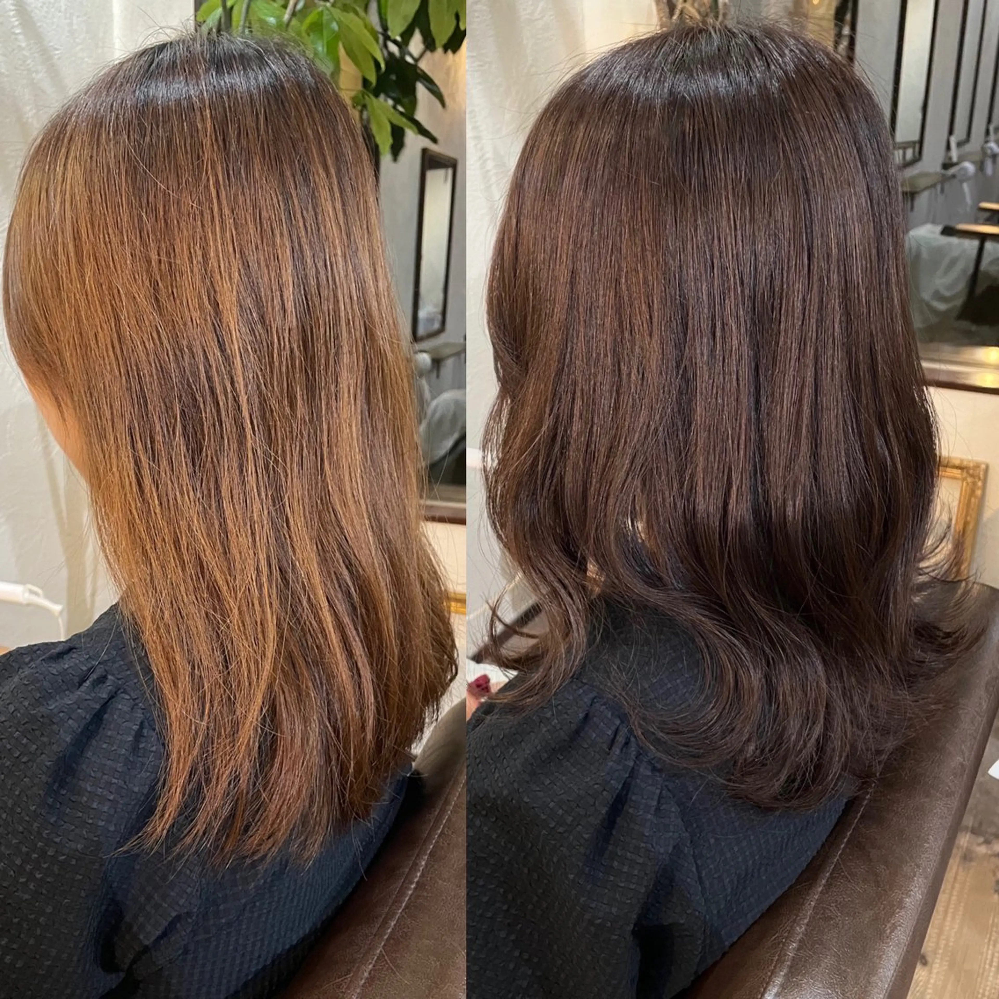 セミロング カラー ブラウンカラー hair room nico所属・箱守 さやかのヘアスタイル