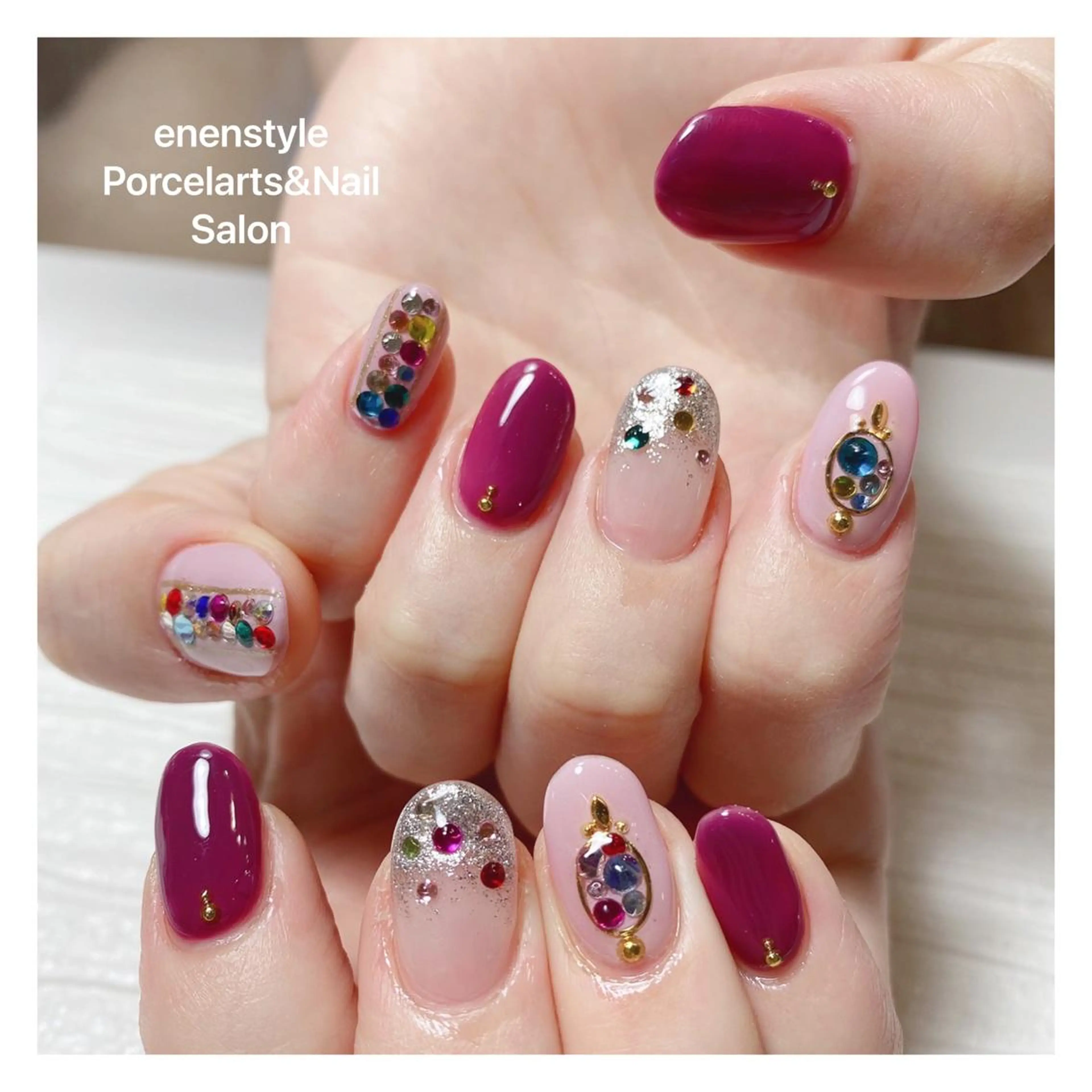 ミディアム ネイル ハンドネイル 👑enen style👑のネイルデザイン