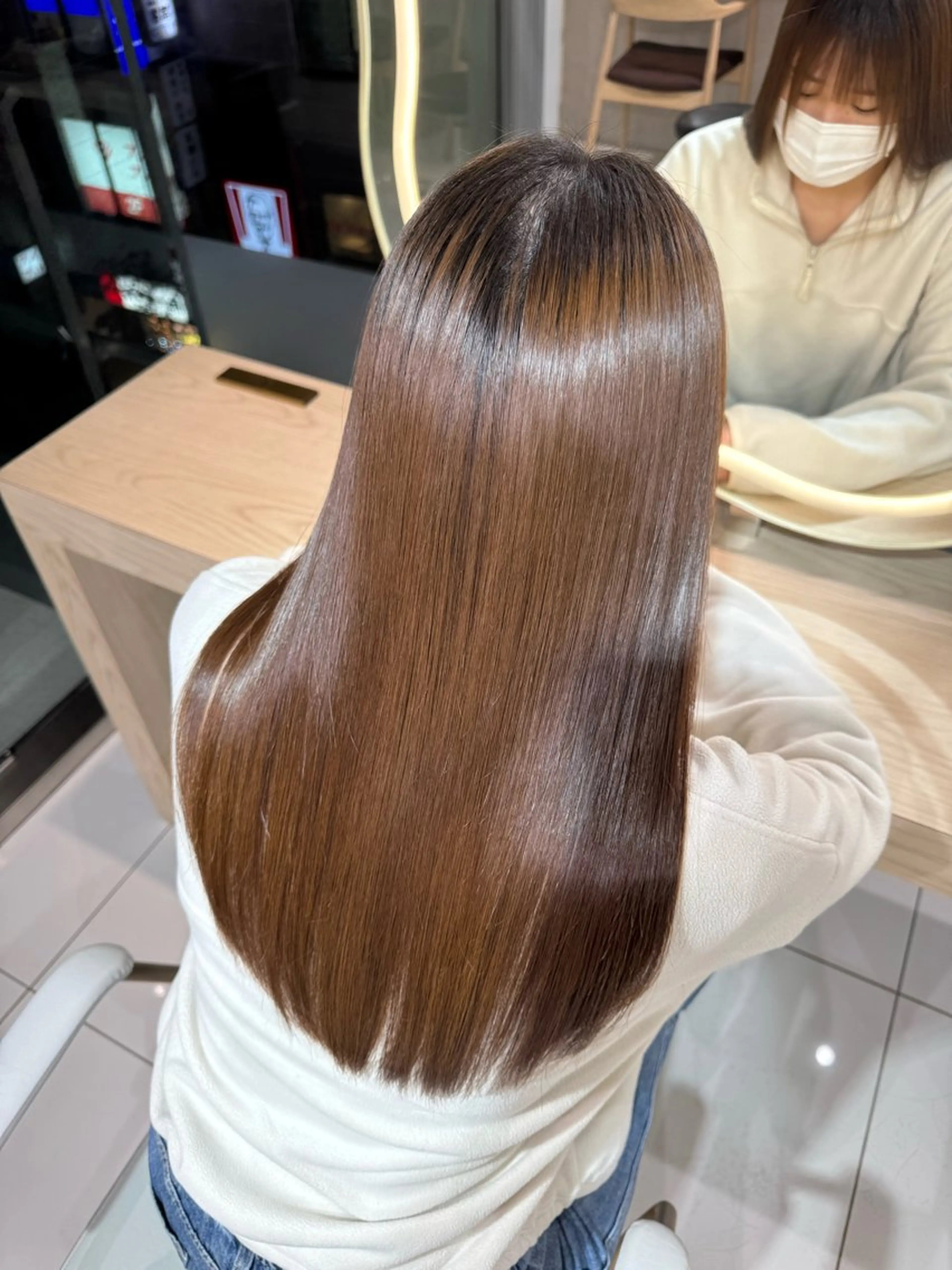 ロング 縮毛矯正 トリートメント 顔まわりカット/ カラー/西野和裕のヘアスタイル